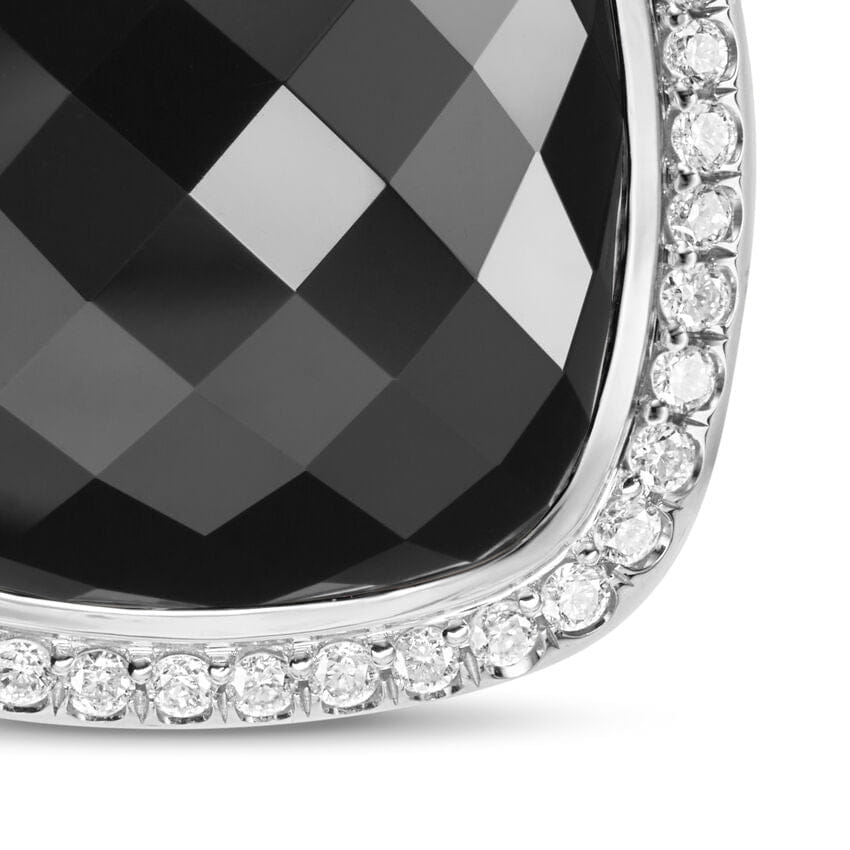 David Yurman Albion Pendant in Sterling Silver with Black Onyx and Diamonds, 15 mm