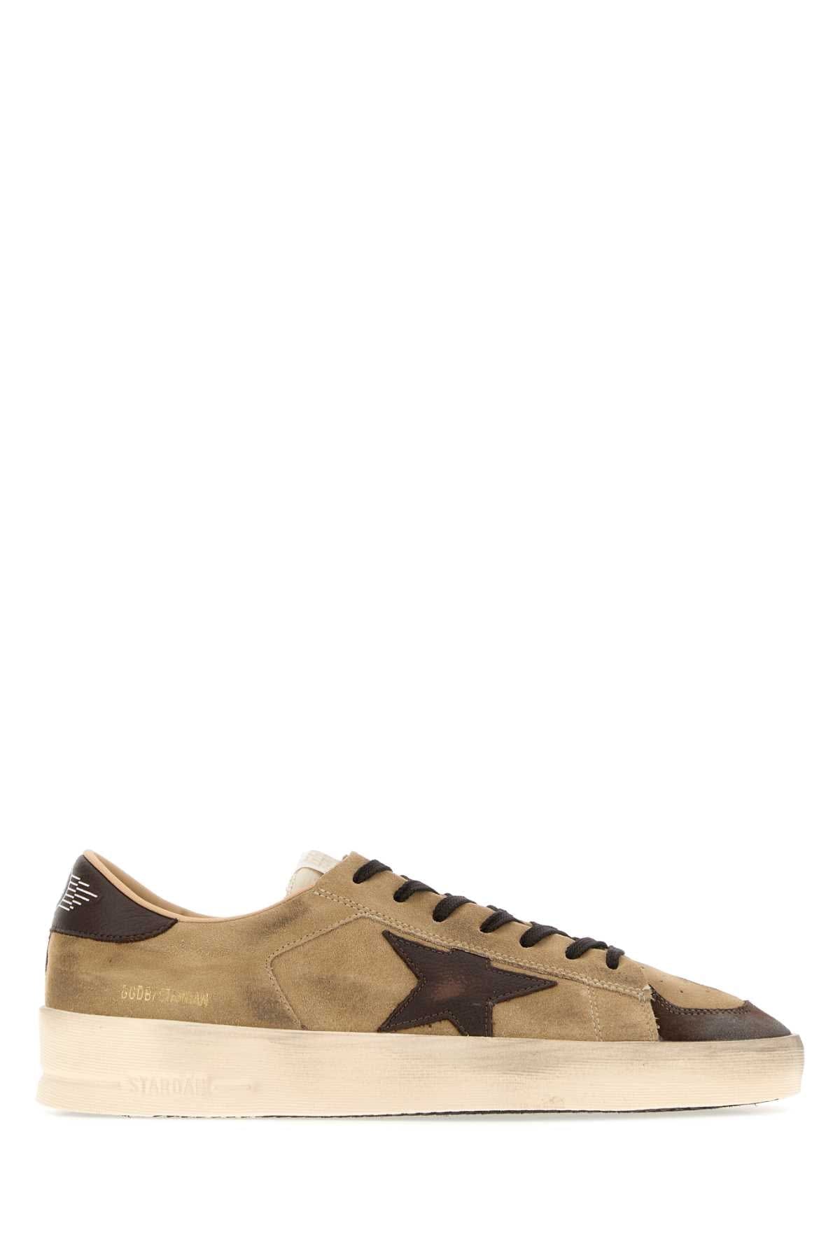 Golden Goose Deluxe Brand Suede and Leather Star - Patch Sneaker — Beige