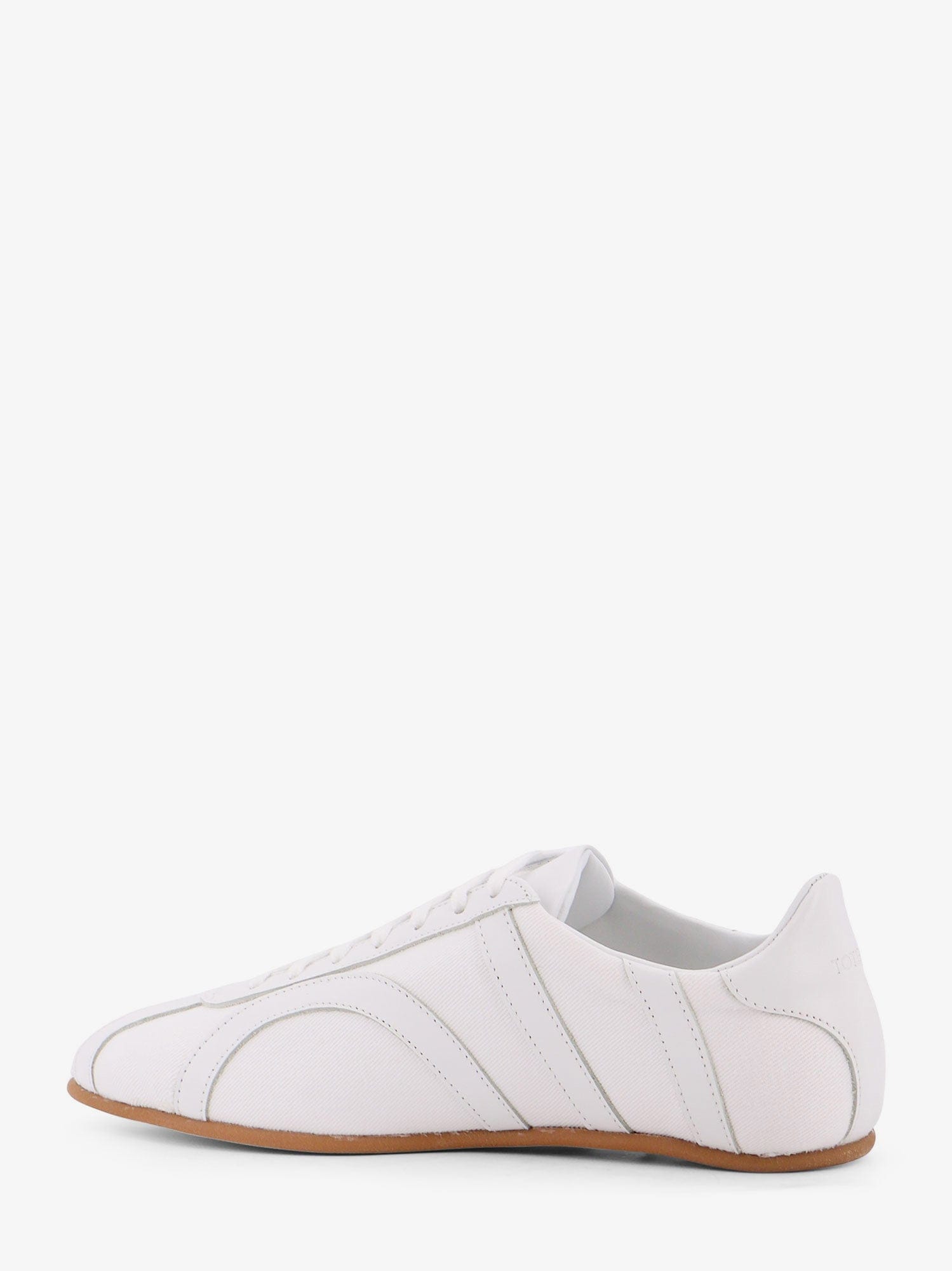 Toteme Canvas low - top sneakers with leather profiles
