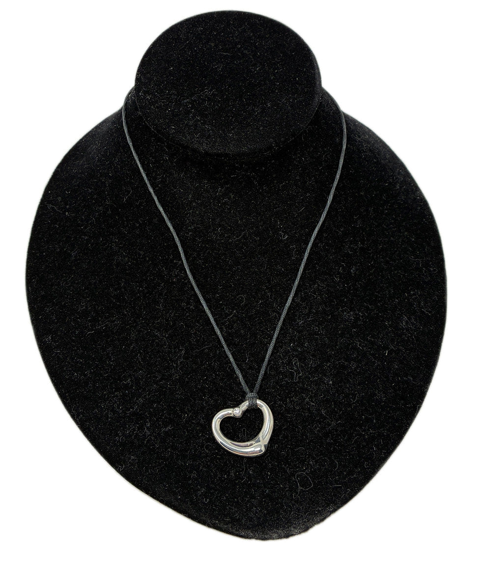 Tiffany & Co. Elsa Peretti for Tiffany & Co. Open Heart in Sterling Silver w/ Diamond