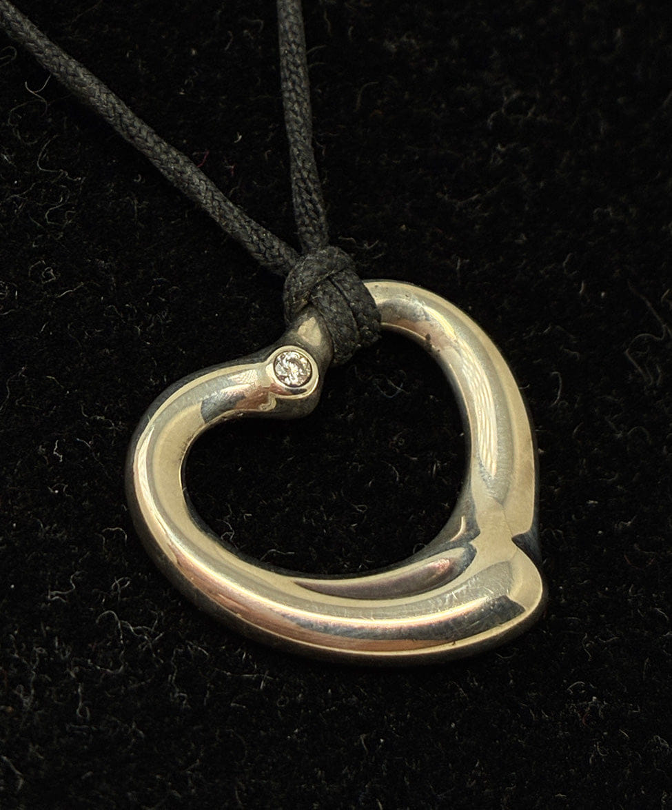 Tiffany & Co. Elsa Peretti for Tiffany & Co. Open Heart in Sterling Silver w/ Diamond