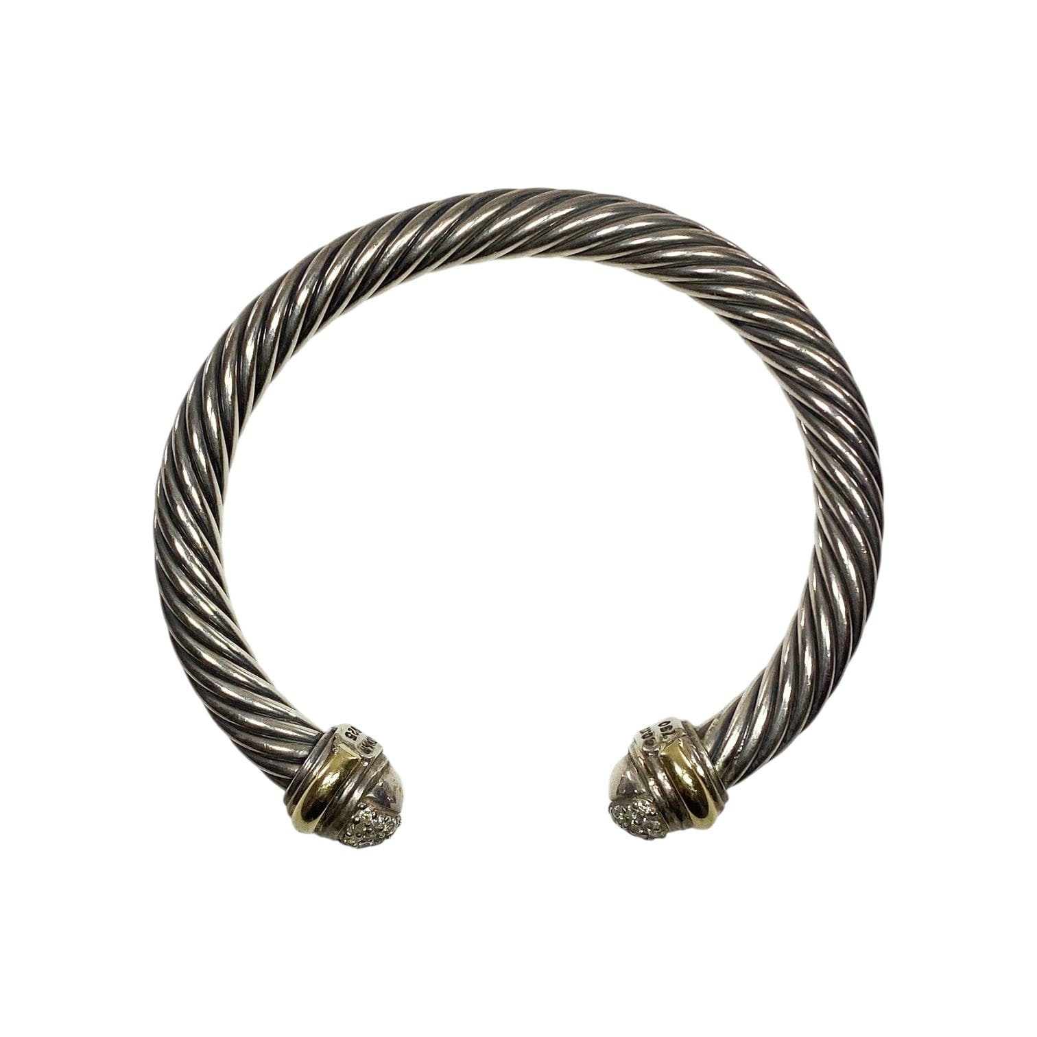 David Yurman Gold Diamond 925 Sterling Silver Cable Cuff