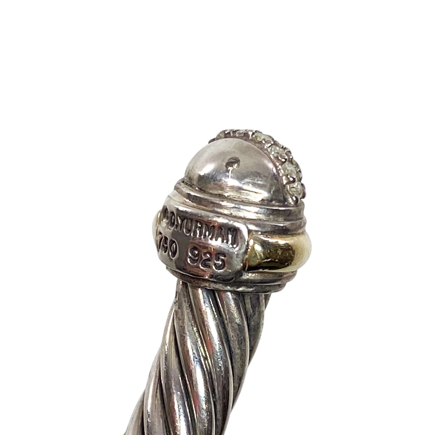 David Yurman Gold Diamond 925 Sterling Silver Cable Cuff