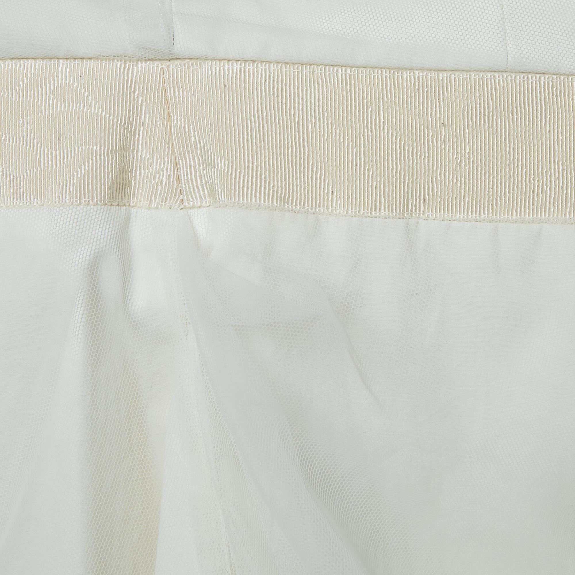 Off White Tulle Ruched Halter Neck Mini Dress