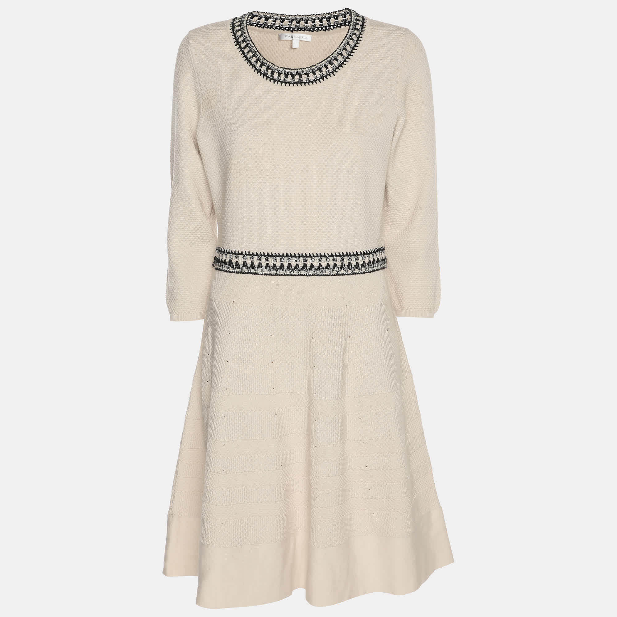 Off White/black Knit Midi Dress