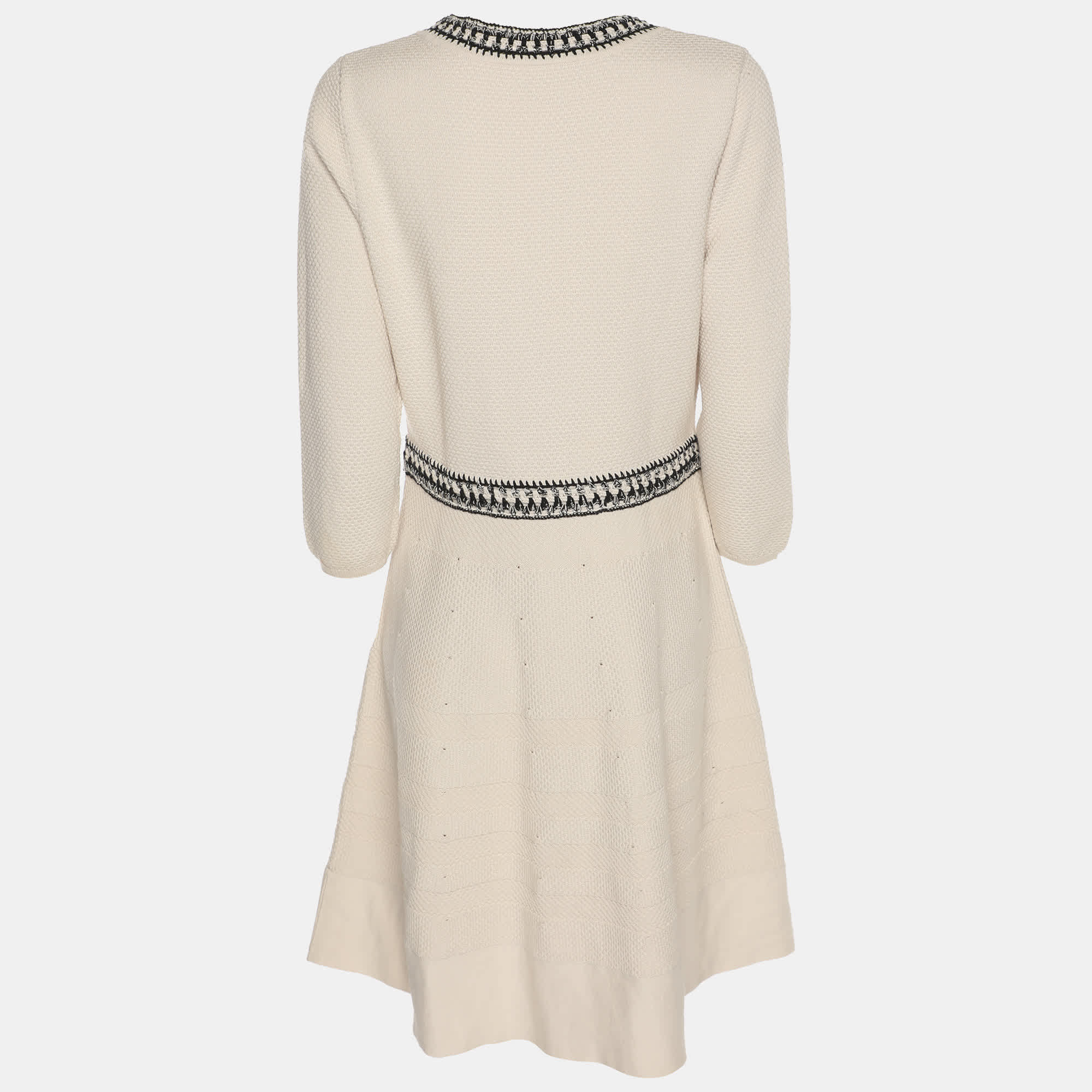 Off White/black Knit Midi Dress