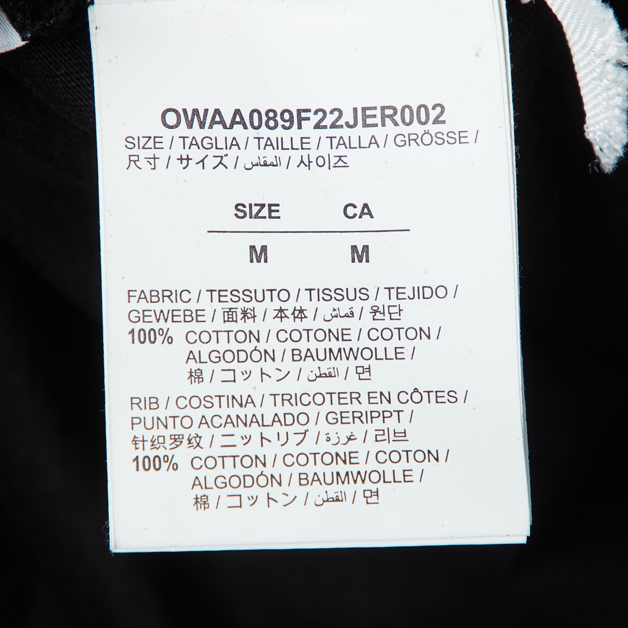 Off - White Black Floral Print Cotton Crew Neck T - Shirt
