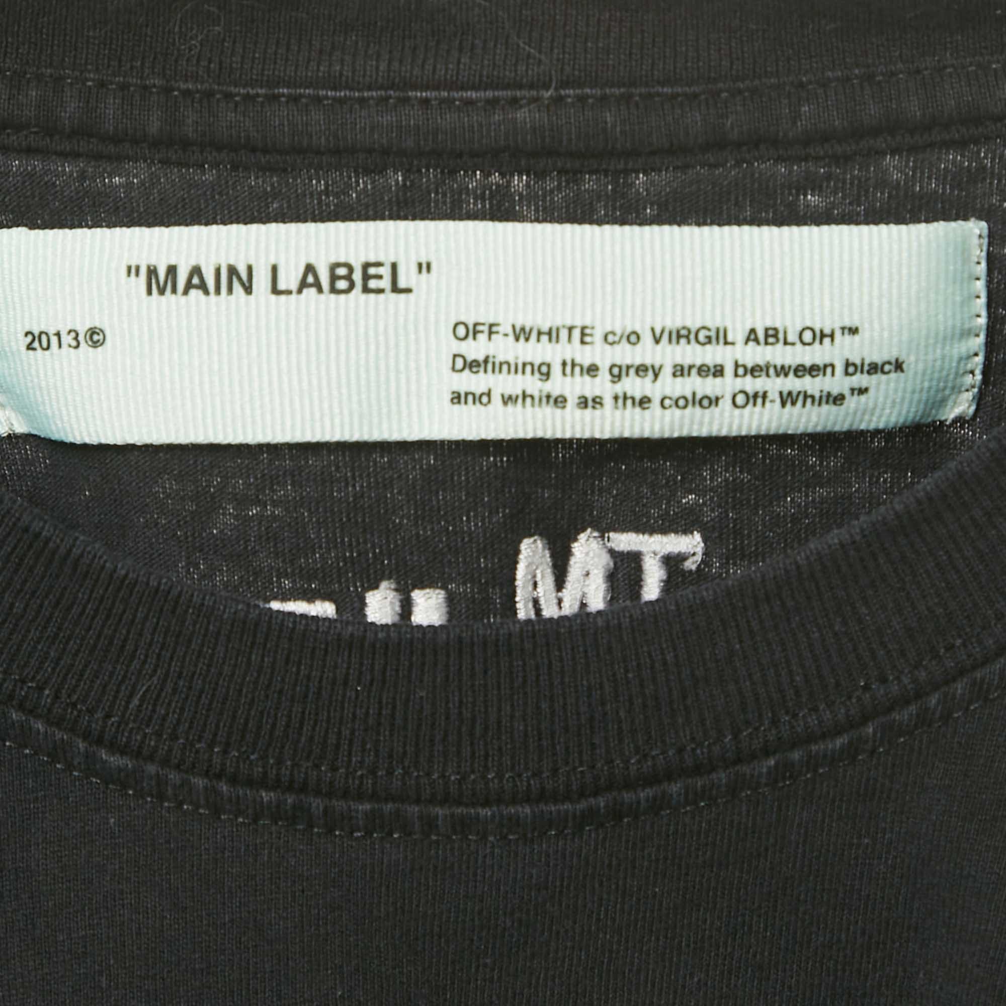 Off - White Black Logo Embroidered Jersey Crew Neck T - Shirt