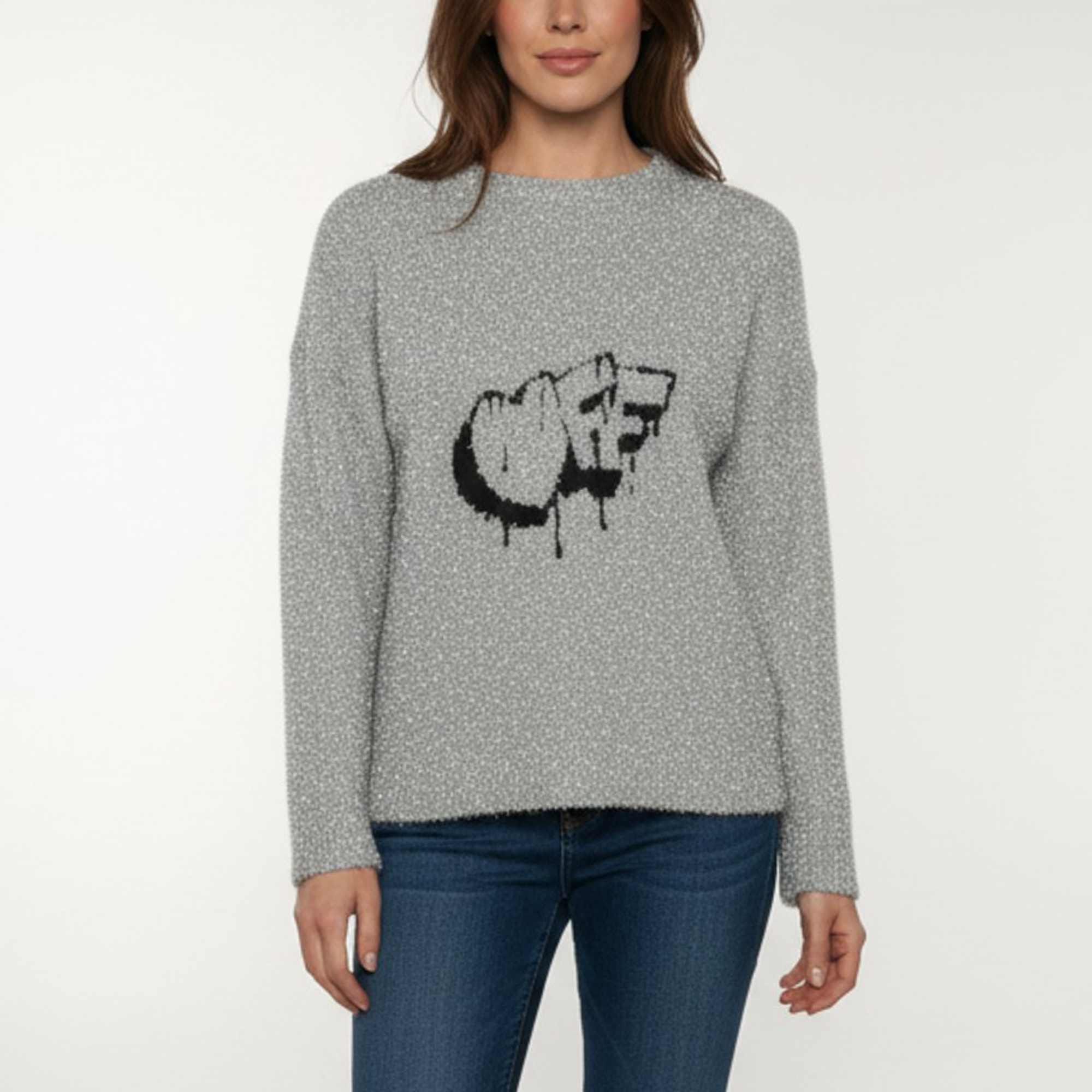Off - White Silver Logo Intarsia Lurex Knit Sweater