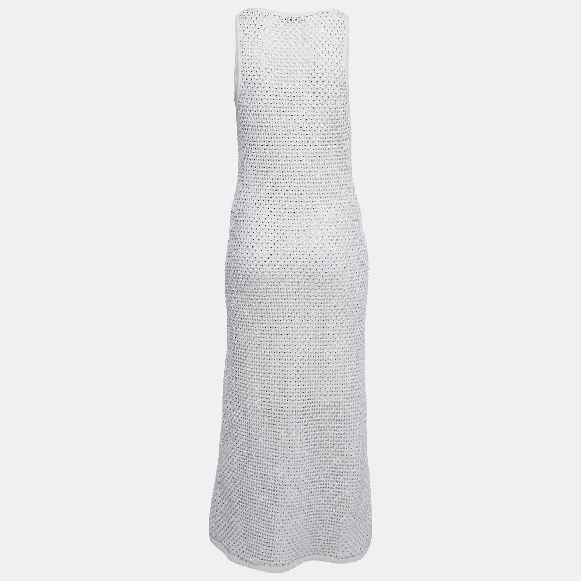 Off-White Sandro Off White Knit Embellished Maxi Dress