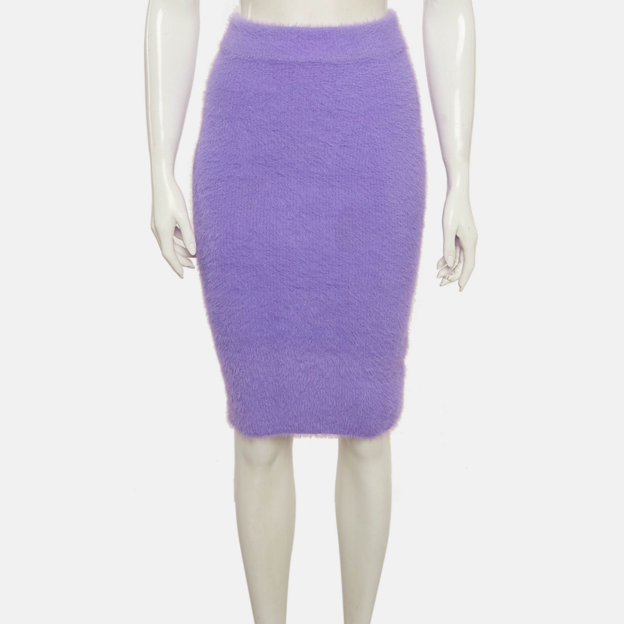 Off - White Lilac Faux Mohair Mini Skirt