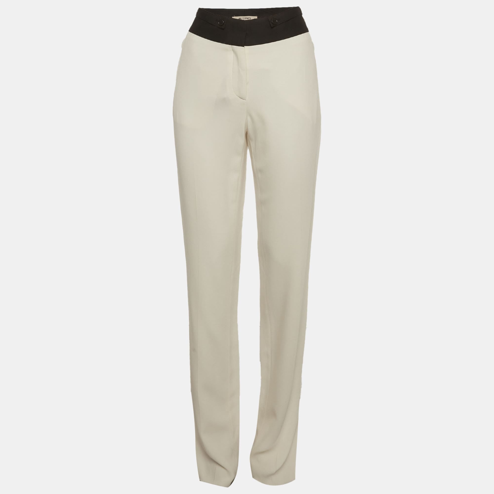 Off-White Etro Off White Crepe High Rise Trousers