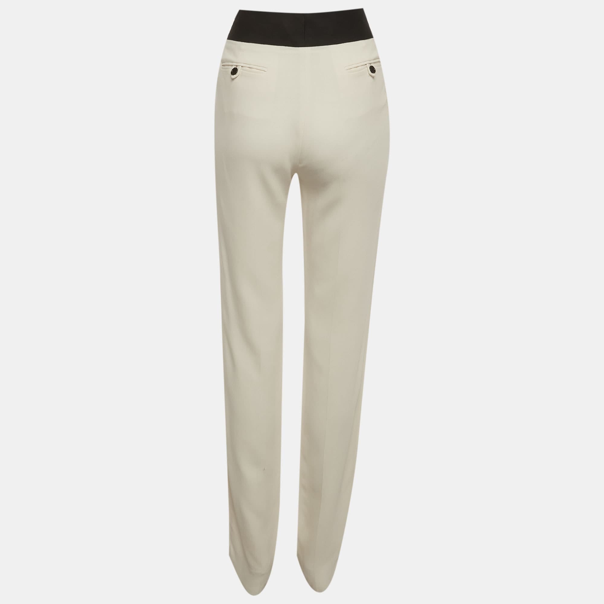 Off-White Etro Off White Crepe High Rise Trousers