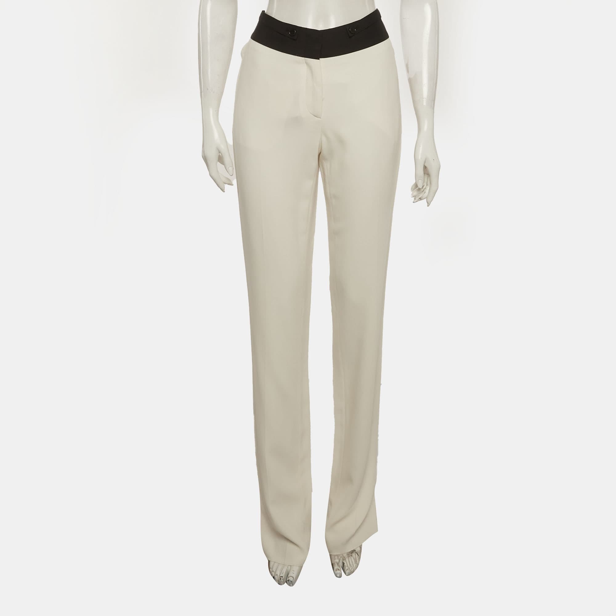 Off-White Etro Off White Crepe High Rise Trousers