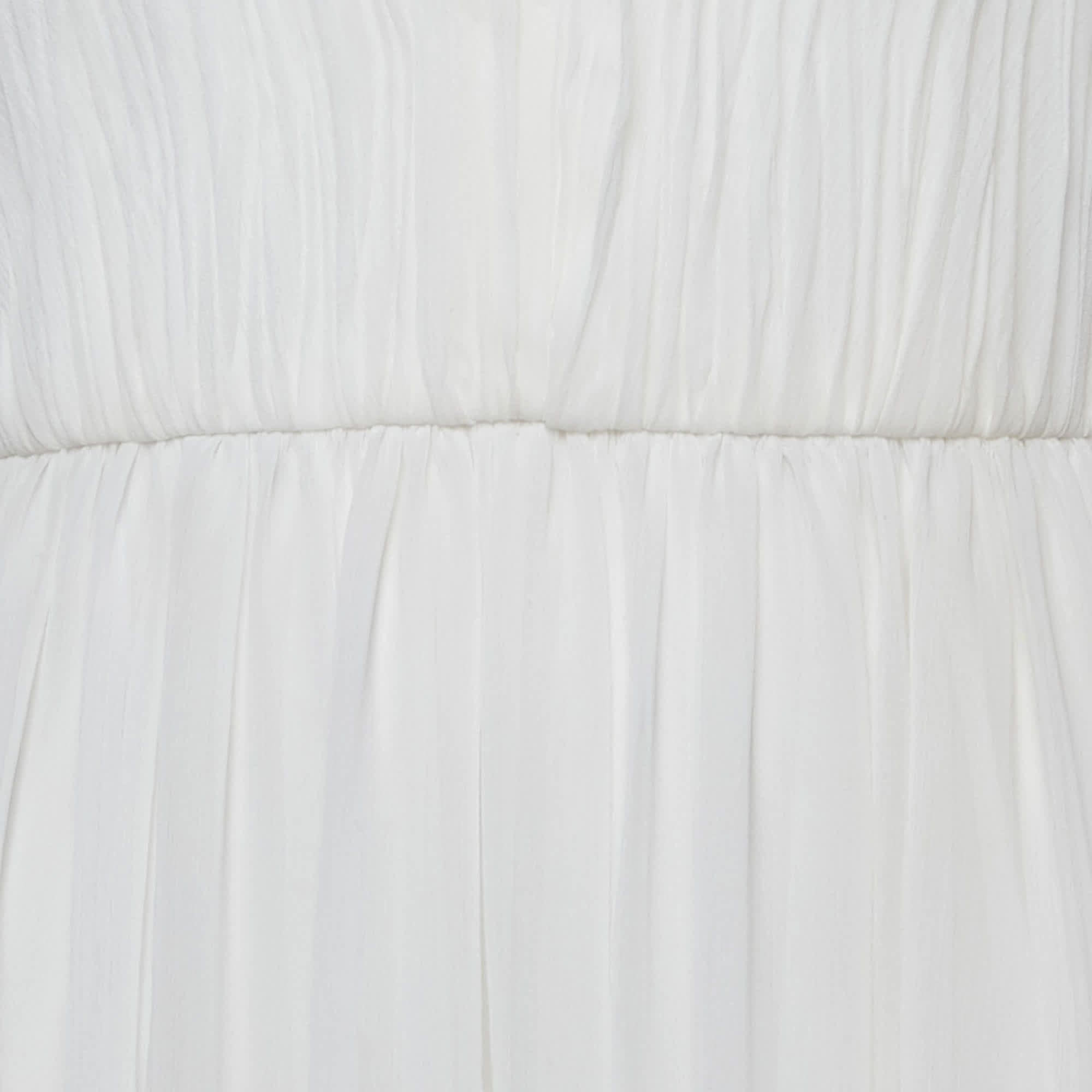 Off White Plisse Chiffon Naomi Maxi Dress