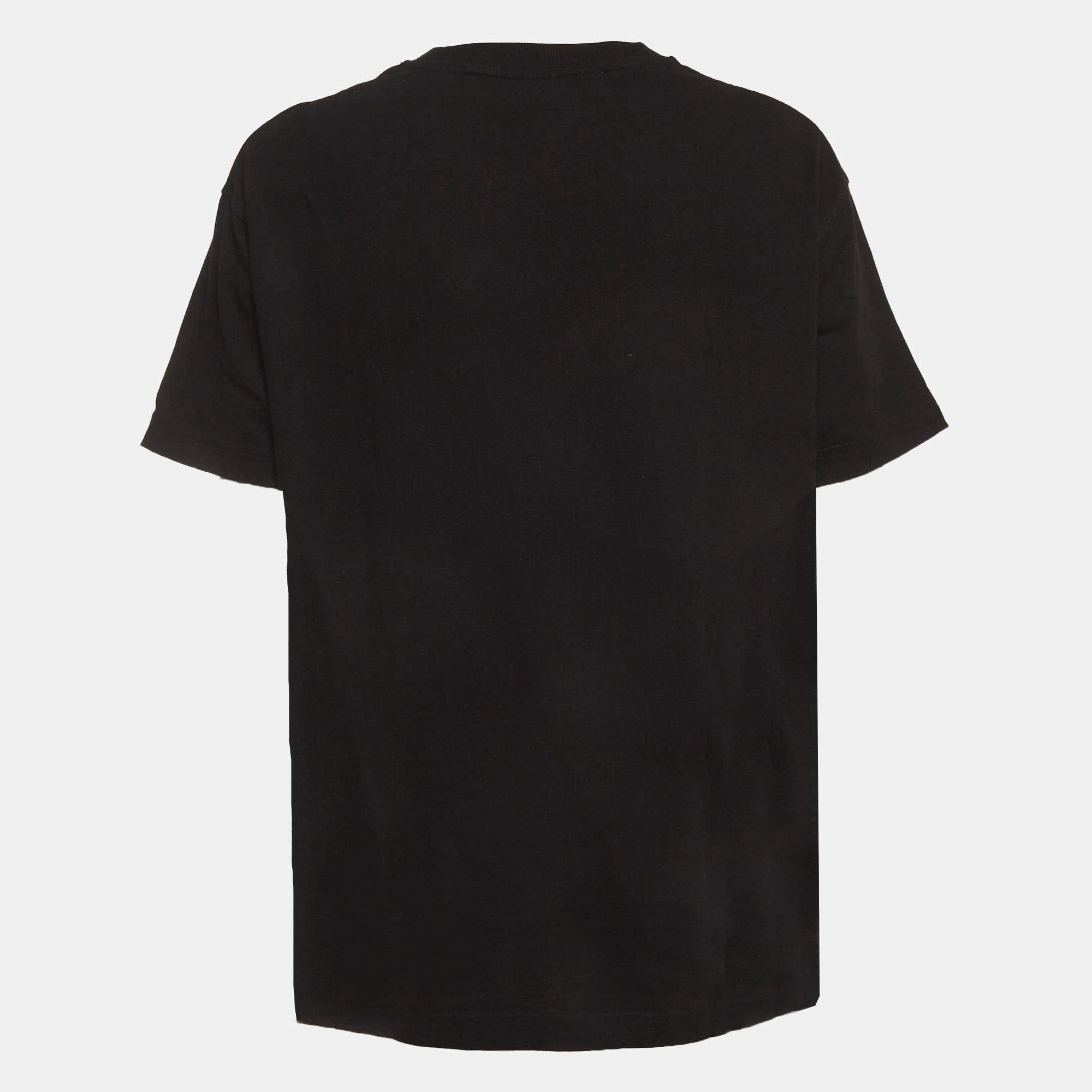 Off - White Black Underlined Logo Print Jersey Crew Neck T - Shirt