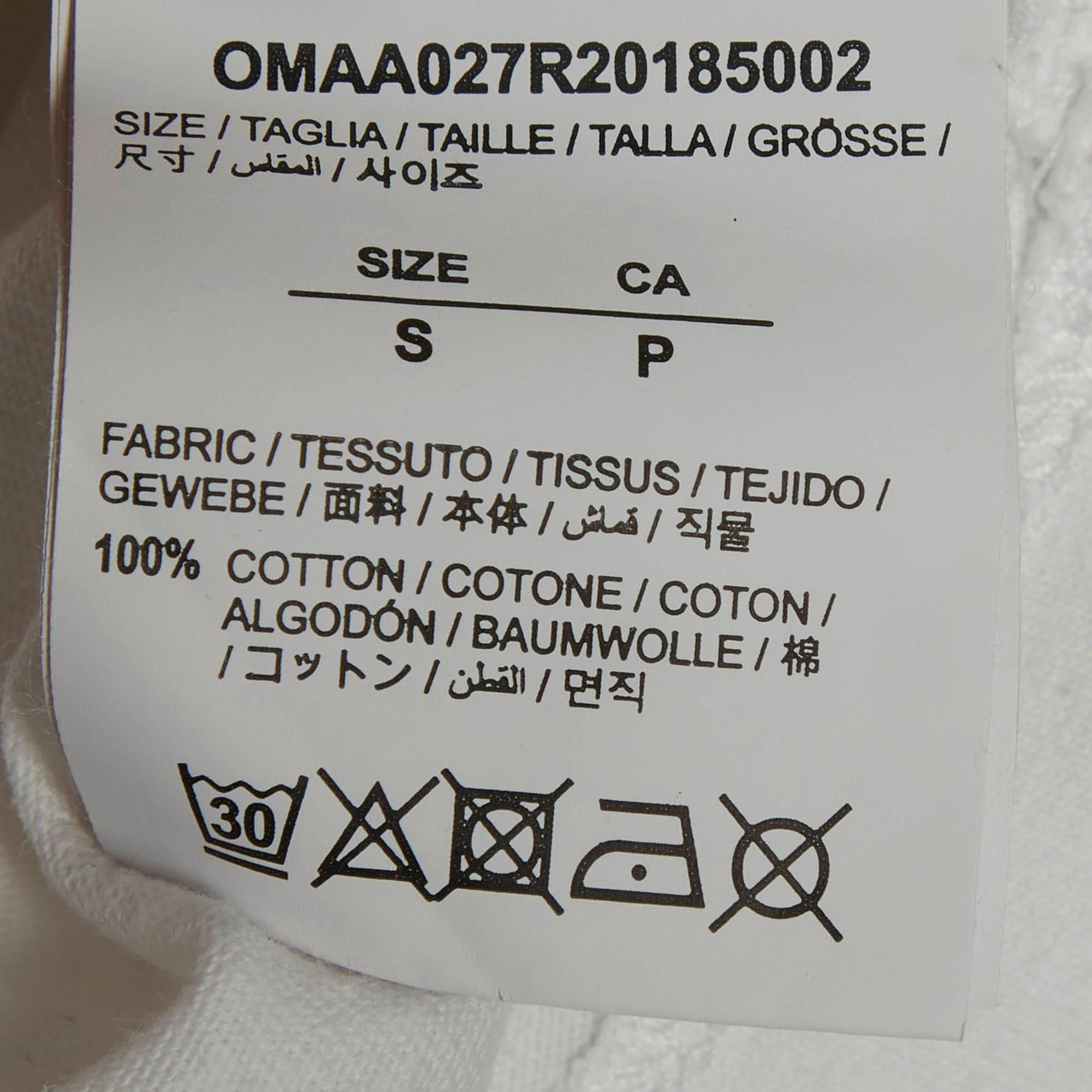 Off - White White Cotton Knit Graphic Crewneck T - Shirt