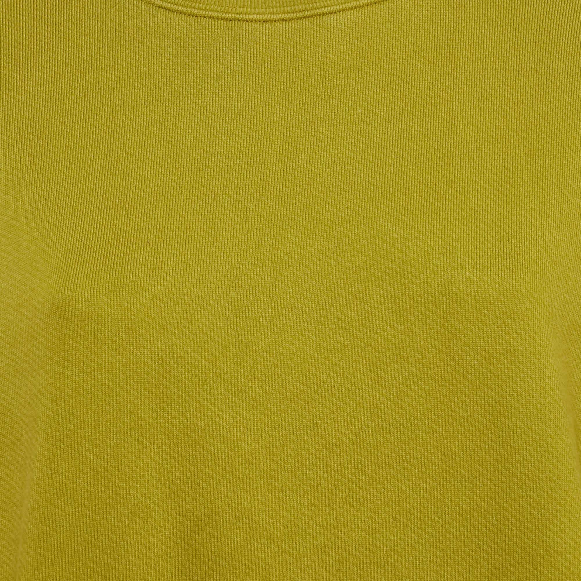 Off - White Green Cotton Crewneck Arrow Print Sweatshirt