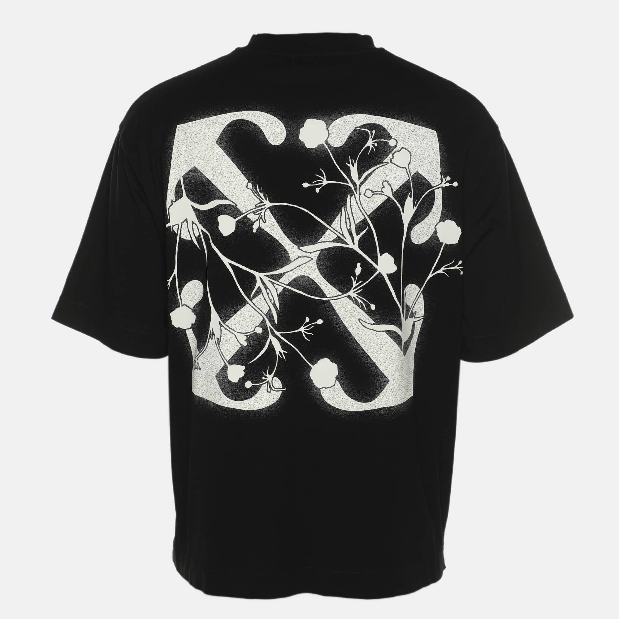 Off - White Black Logo Print Jersey T - Shirt