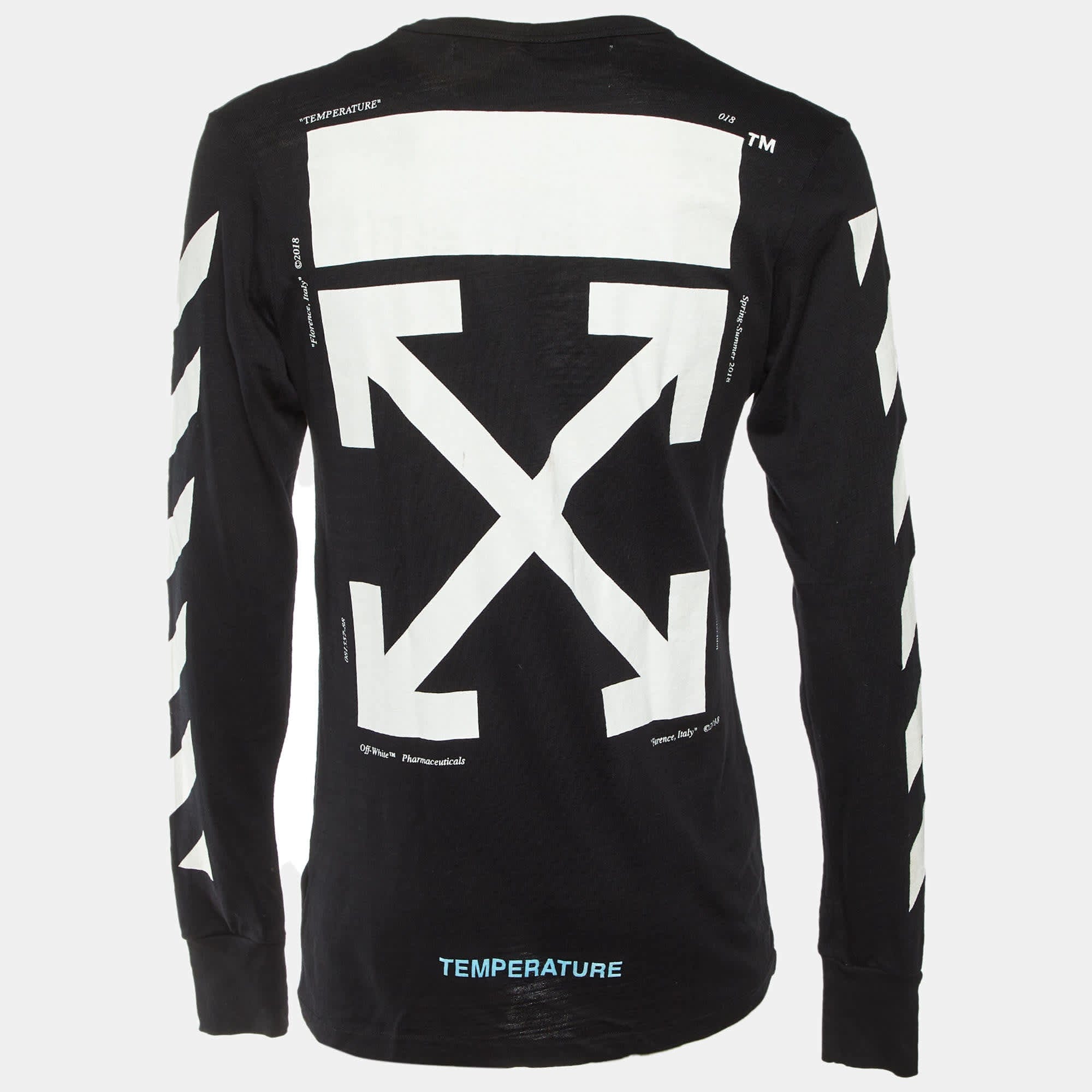 Off - White Black Mona Lisa Print Cotton Long Sleeve T - Shirt