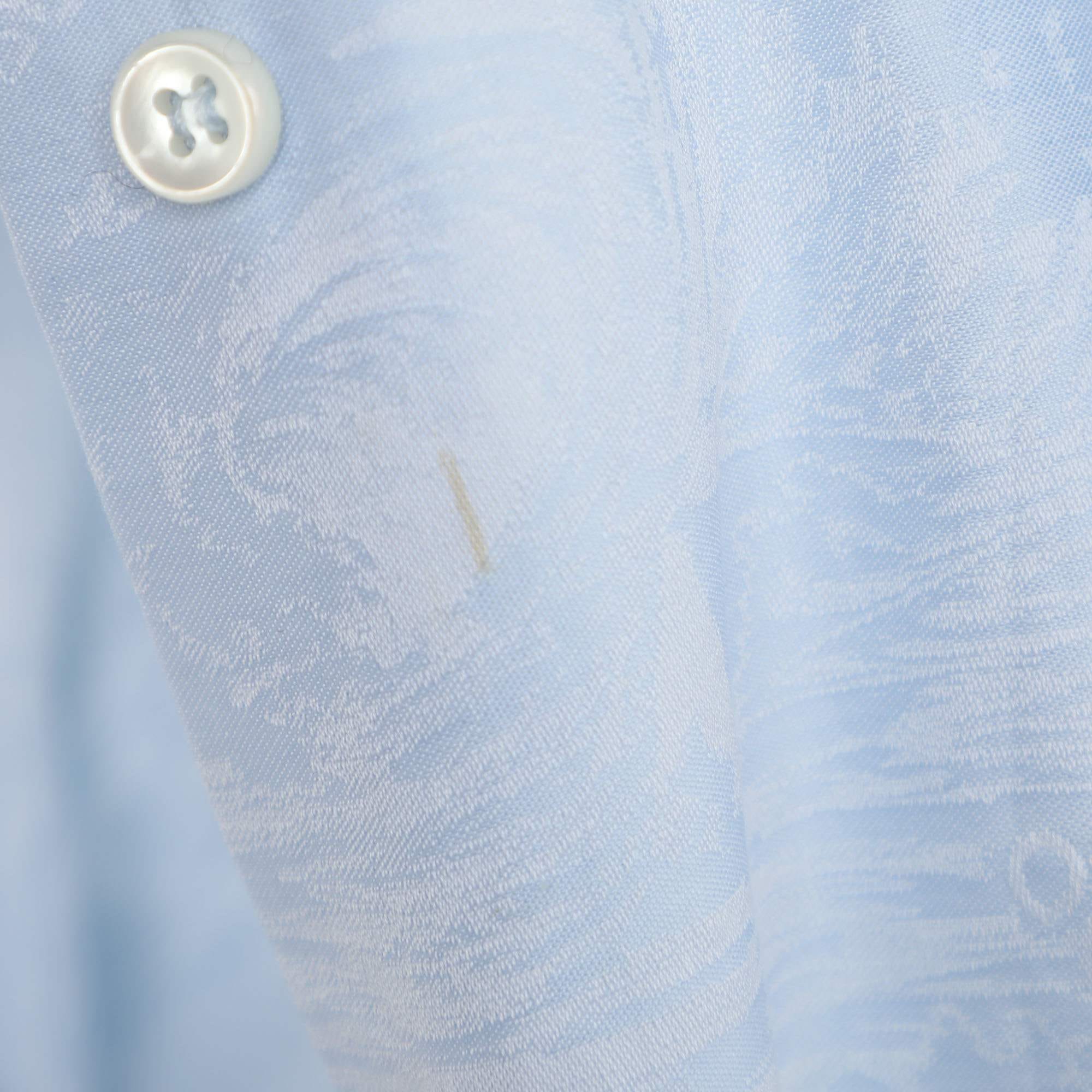 Off - White Light Blue Jacquard Belted Pleated Shirt Dress