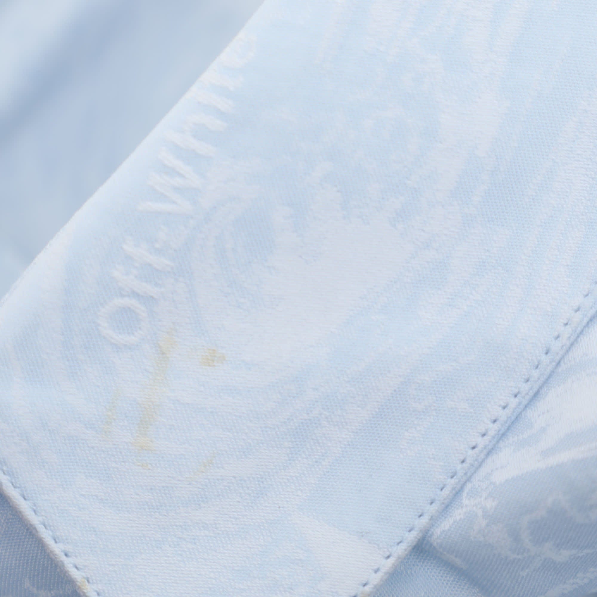 Off - White Light Blue Jacquard Belted Pleated Shirt Dress