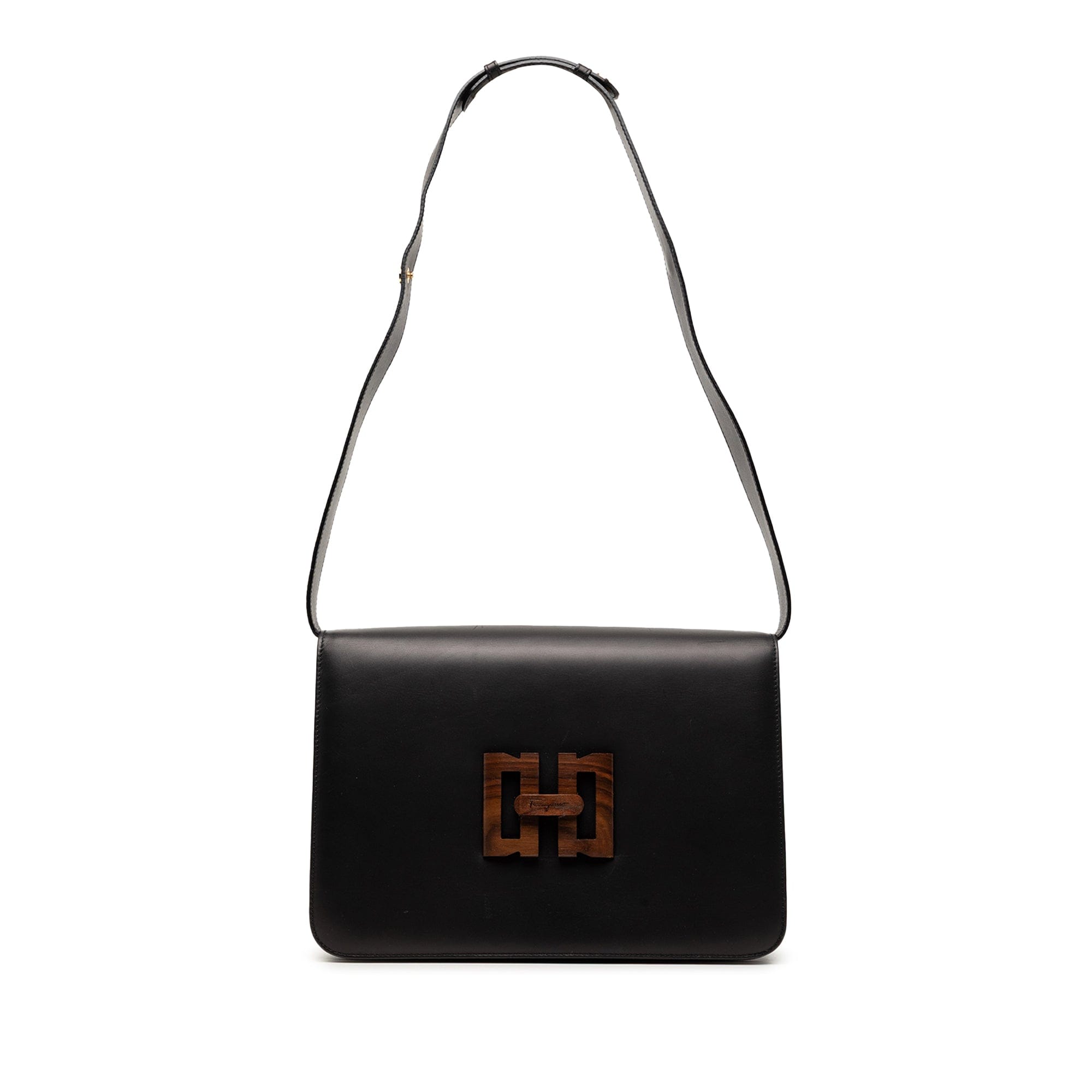 Ferragamo Leather Wooden Gancini Shoulder Bag