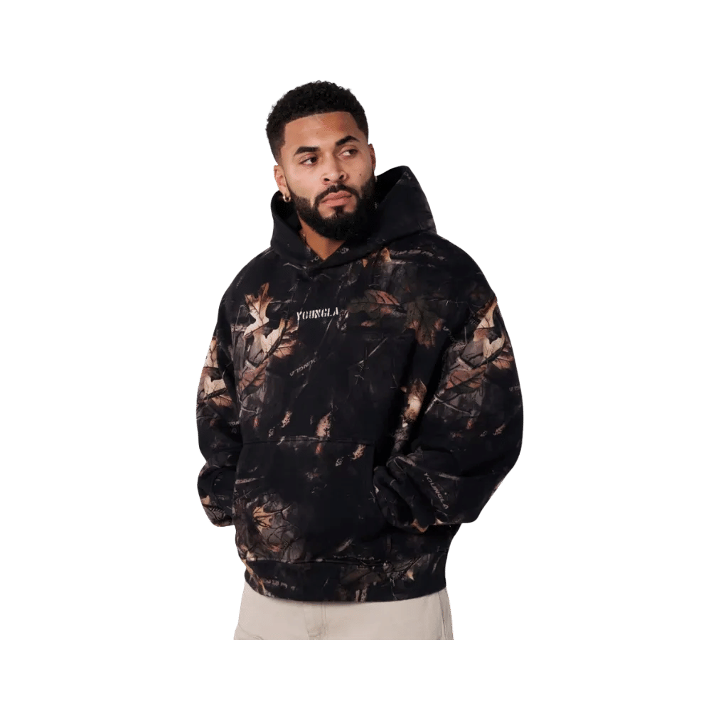 YoungLA Tree Camo Collection Pullover Hoodies Black Tree Camo