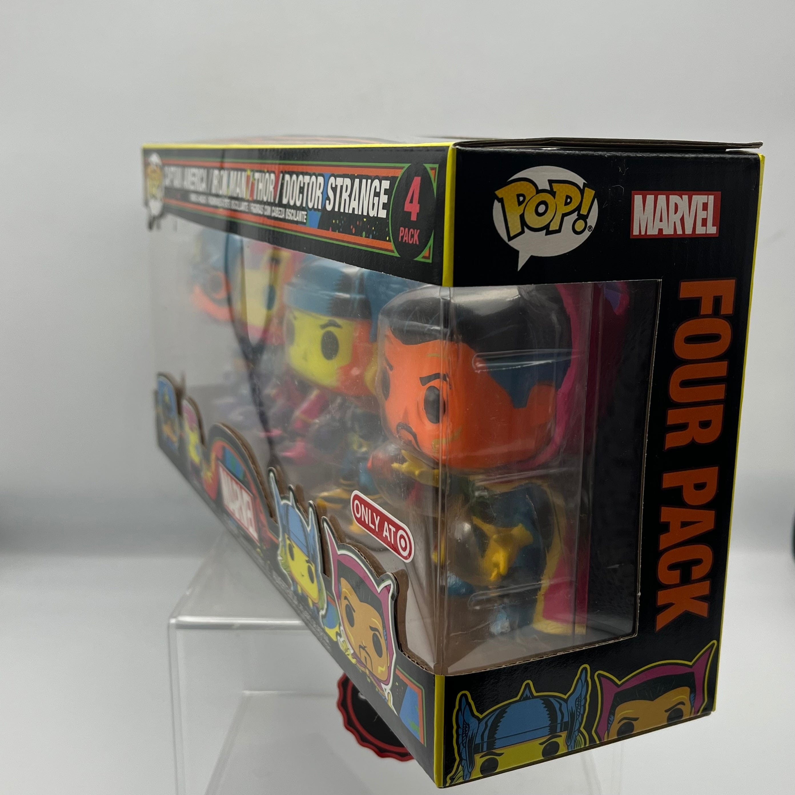 Funko Pop Captain America Iron Man Thor Doctor Strange 4 - pack Black Light Target Exclusive