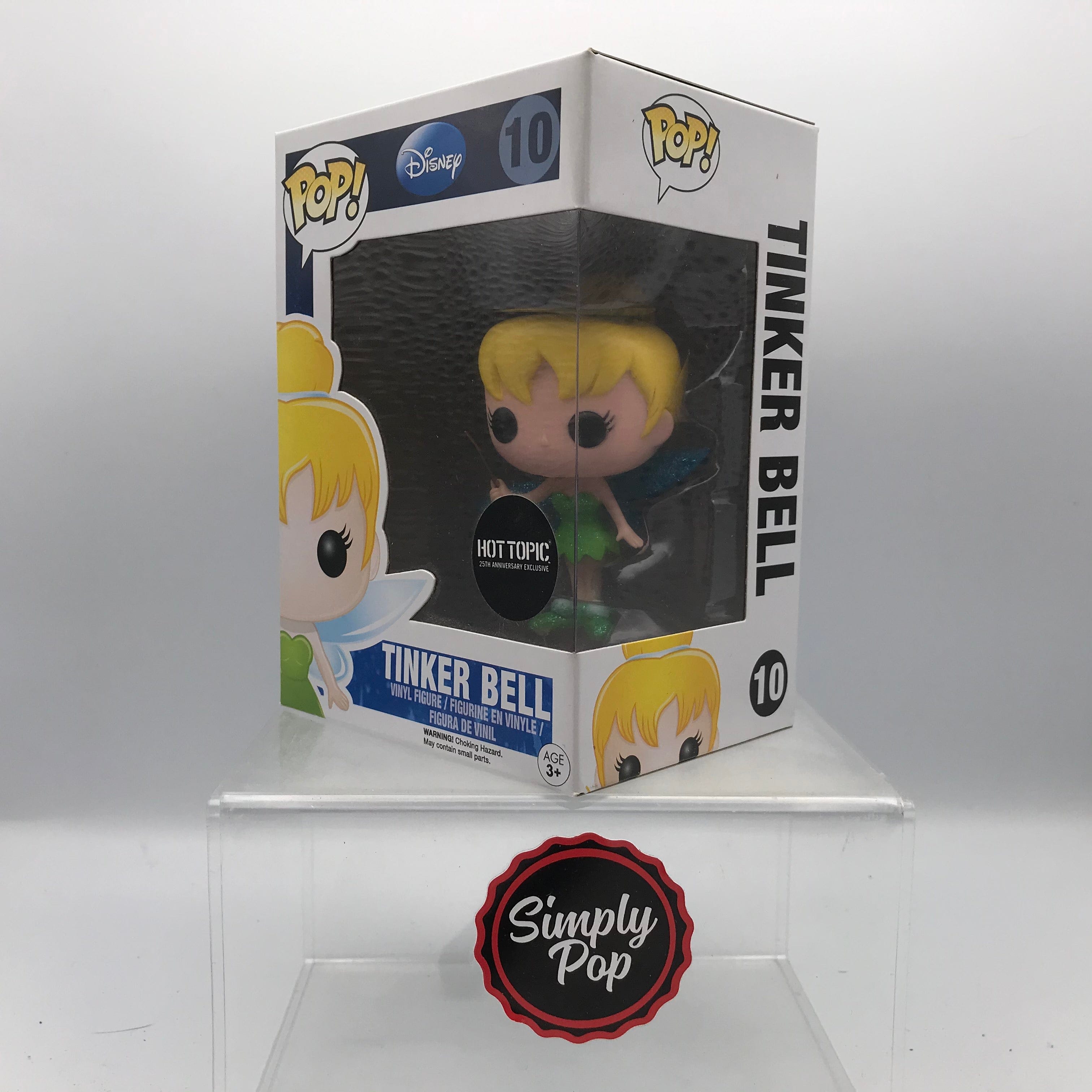 Funko Pop Tinker Bell #10 Glitter Hot Topic 25th Anniversary Exclusive Disney Peter Pan