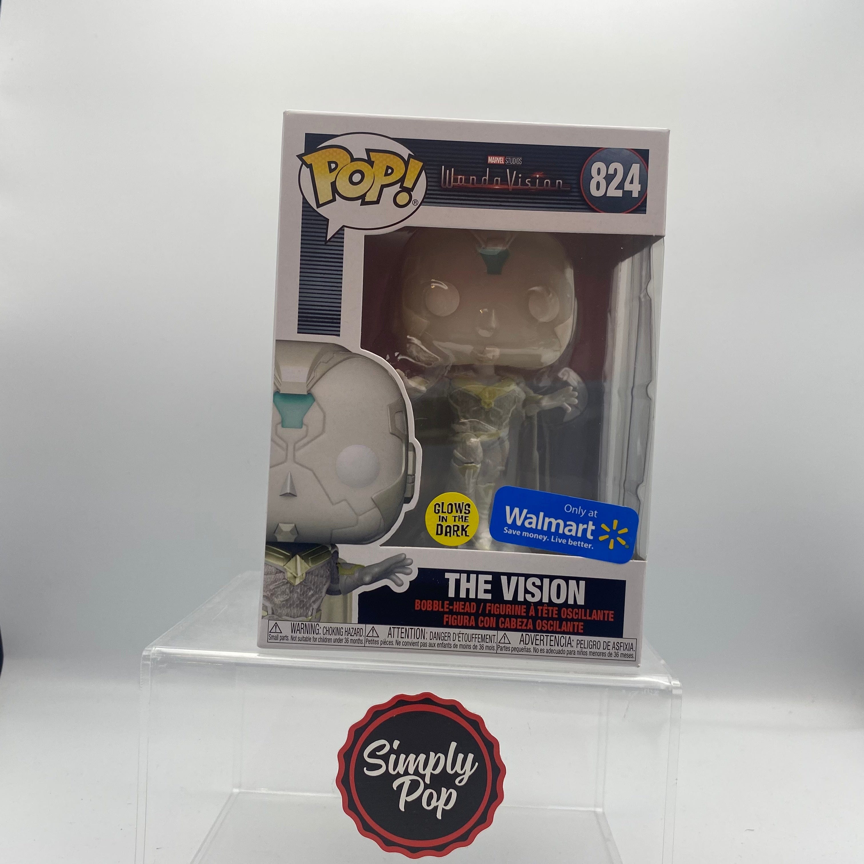 Funko Pop The Vision #824 Glows Walmart Exclusive Wanda Vision Marvel