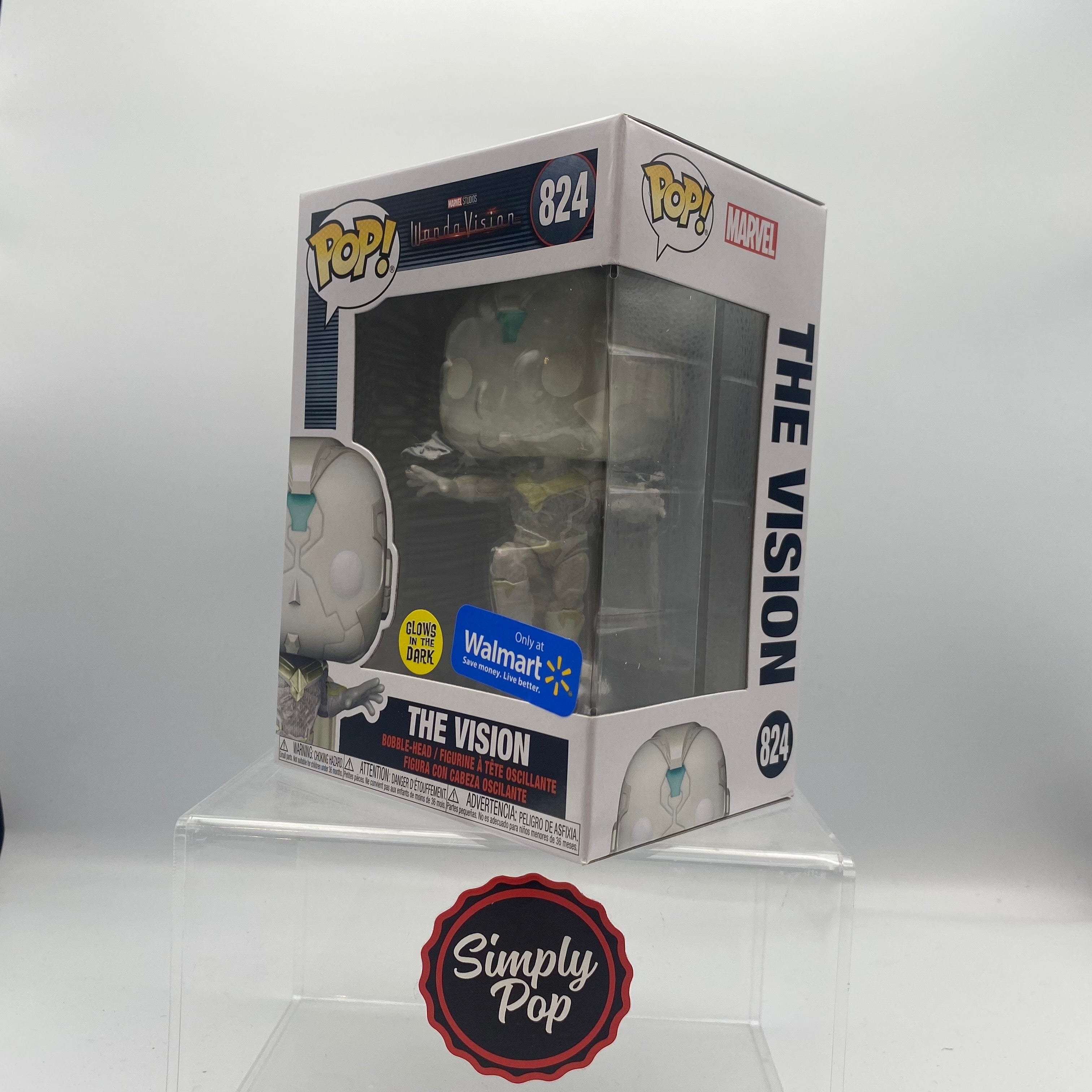 Funko Pop The Vision #824 Glows Walmart Exclusive Wanda Vision Marvel
