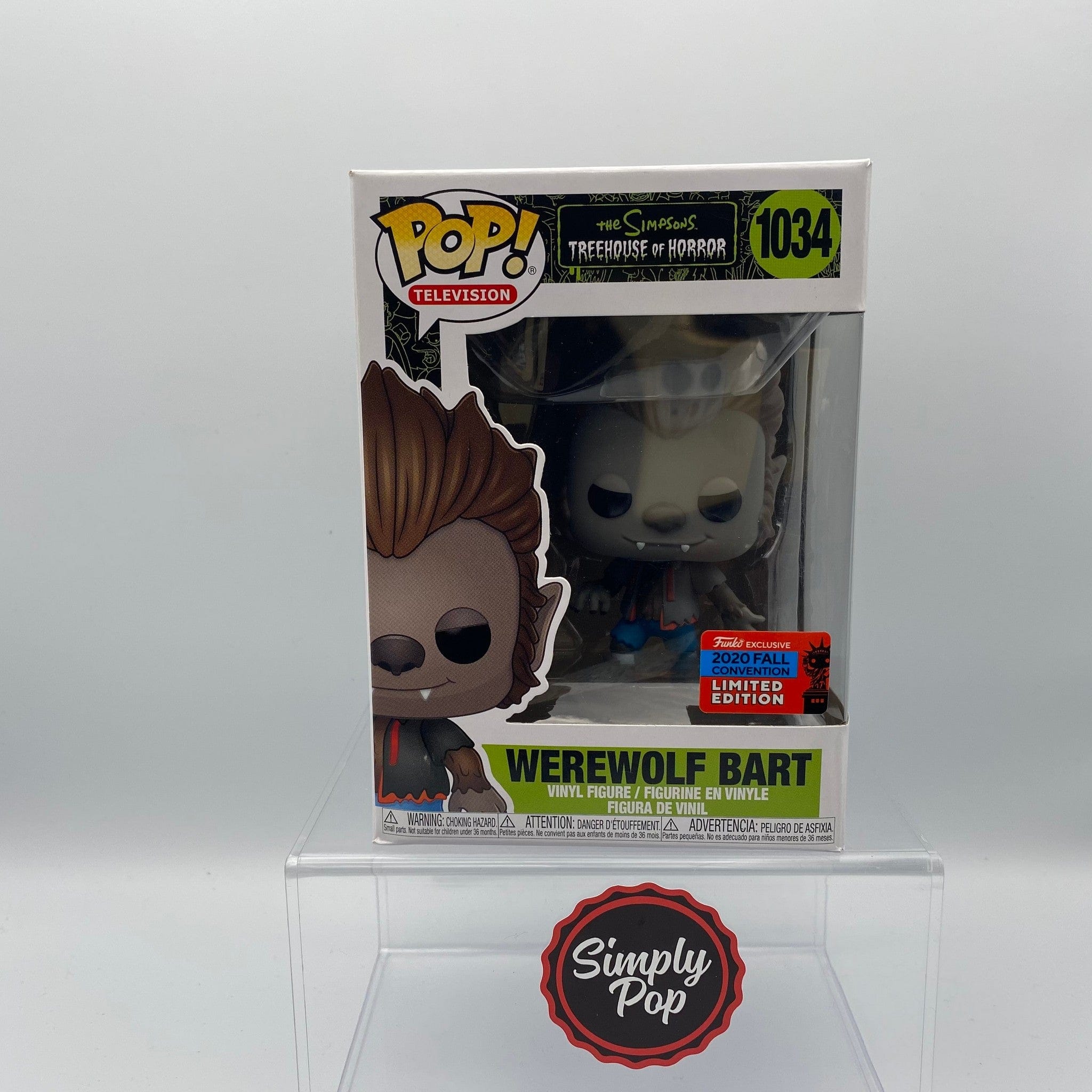 Funko Pop Werewolf Bart #1034 The Simpsons Treehouse Of Horror 2020 Fall Convention Exclusive