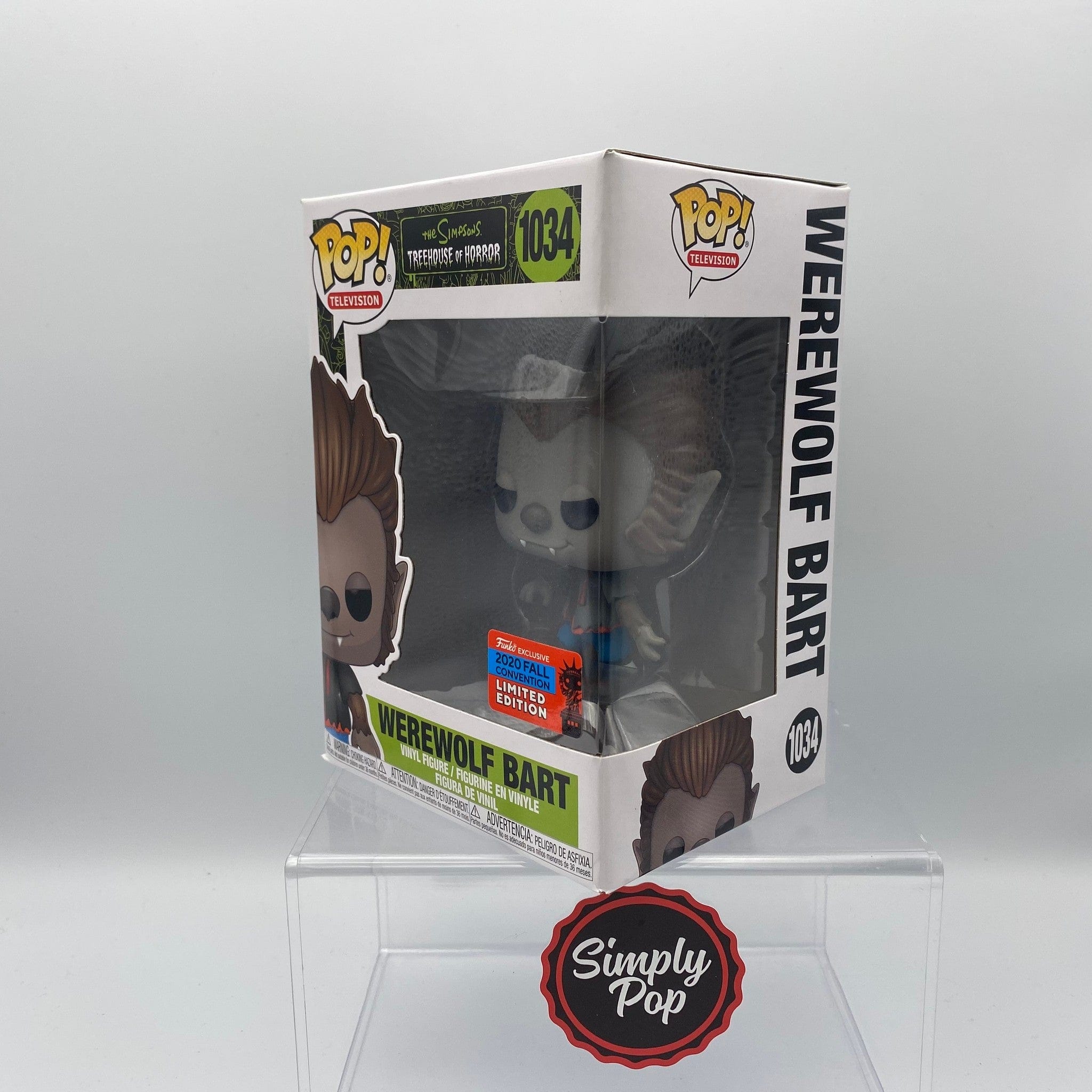 Funko Pop Werewolf Bart #1034 The Simpsons Treehouse Of Horror 2020 Fall Convention Exclusive