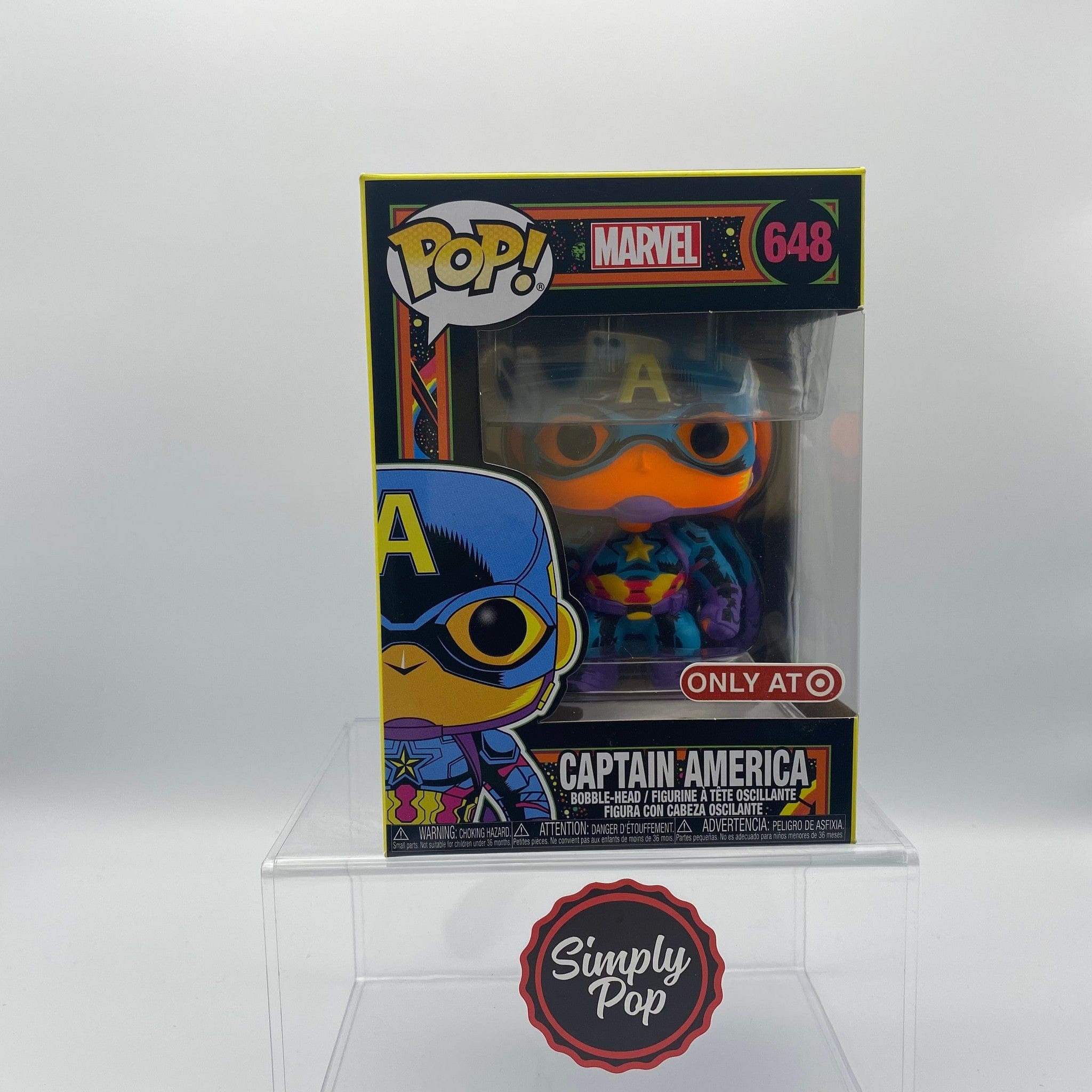 Funko Pop Captain America (Black Light) #648 Marvel Target Exclusive