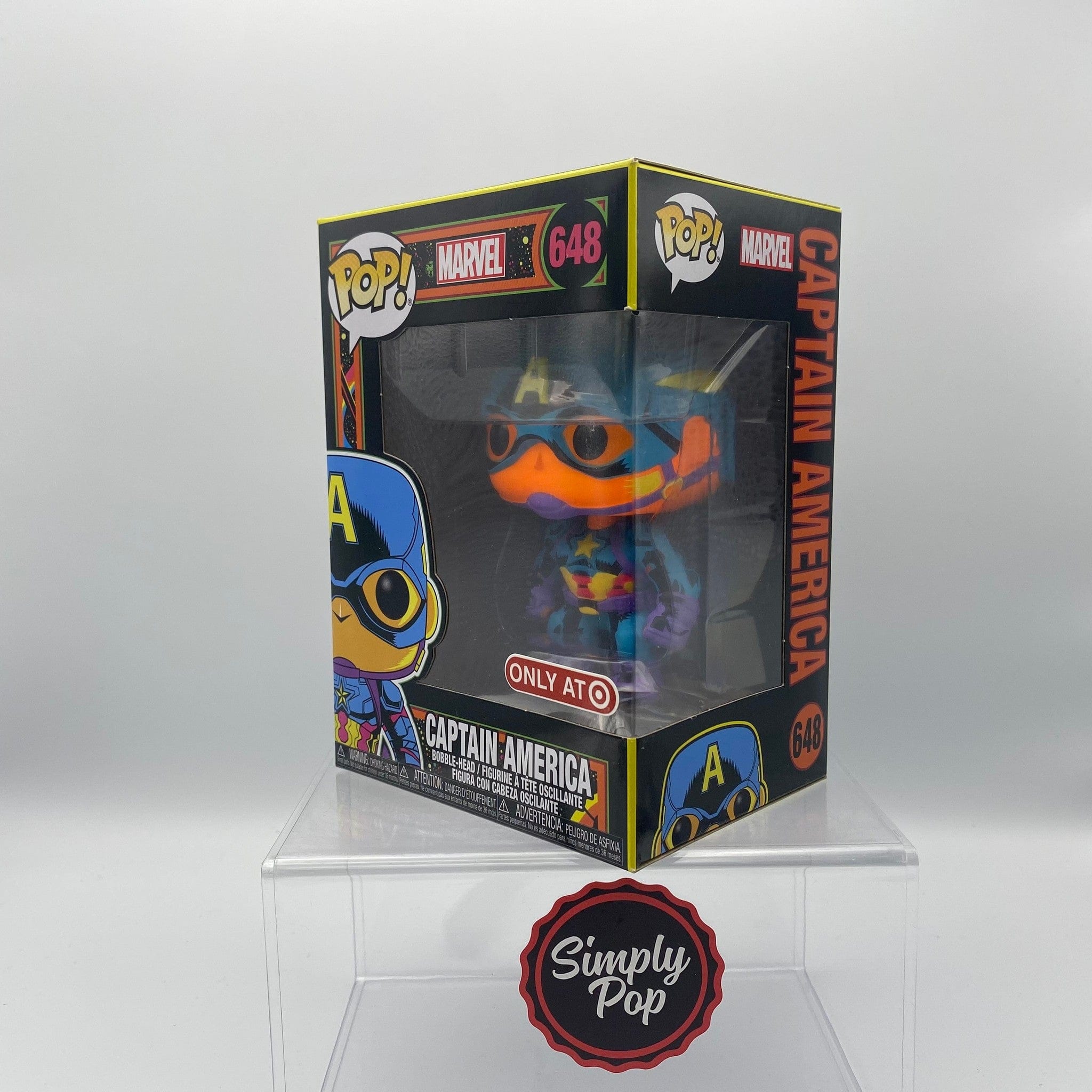 Funko Pop Captain America (Black Light) #648 Marvel Target Exclusive