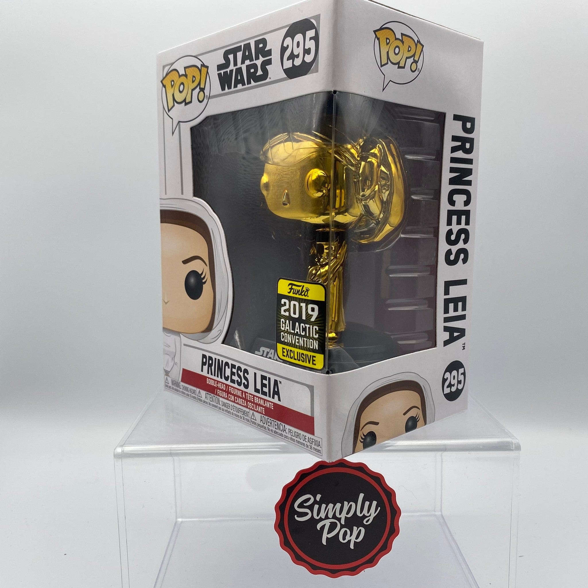 Funko Pop Princess Leia (Gold Chrome) #295 2019 Galactic Convention Exclusive