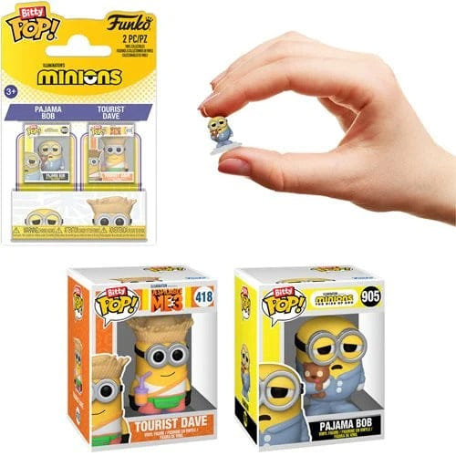 Funko Pop! Bitty Minions Pajama Bob and Tourist Dave Mini - Figure 2 - Pack