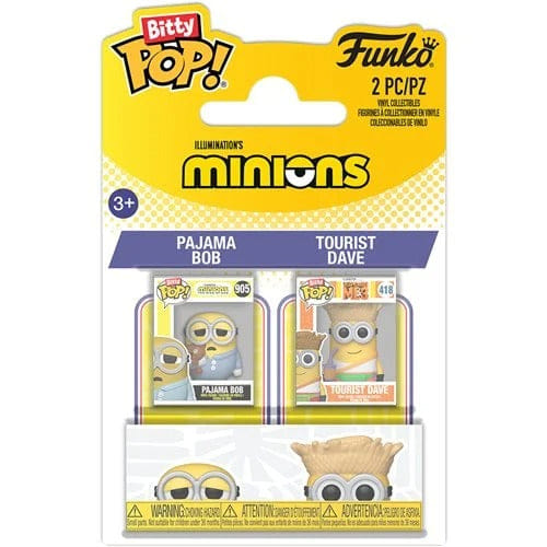 Funko Pop! Bitty Minions Pajama Bob and Tourist Dave Mini - Figure 2 - Pack