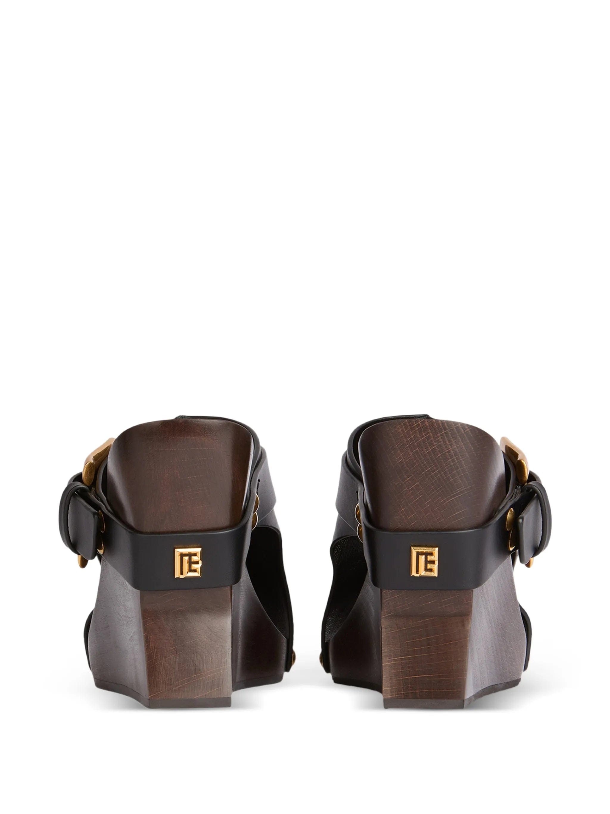 Balmain Anthem Wedge smooth leather mules
