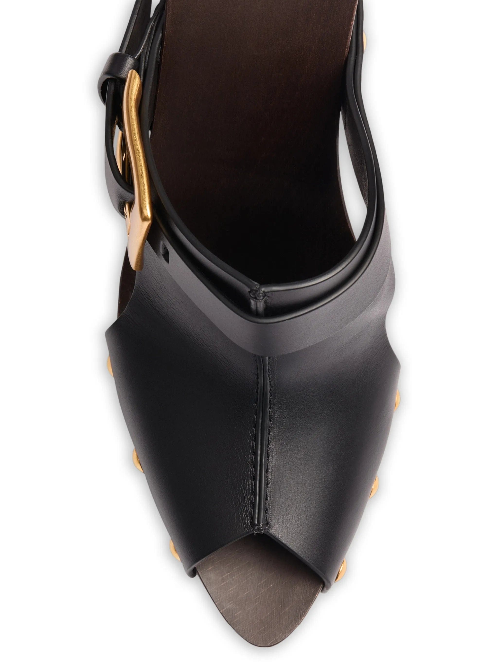 Balmain Anthem Wedge smooth leather mules