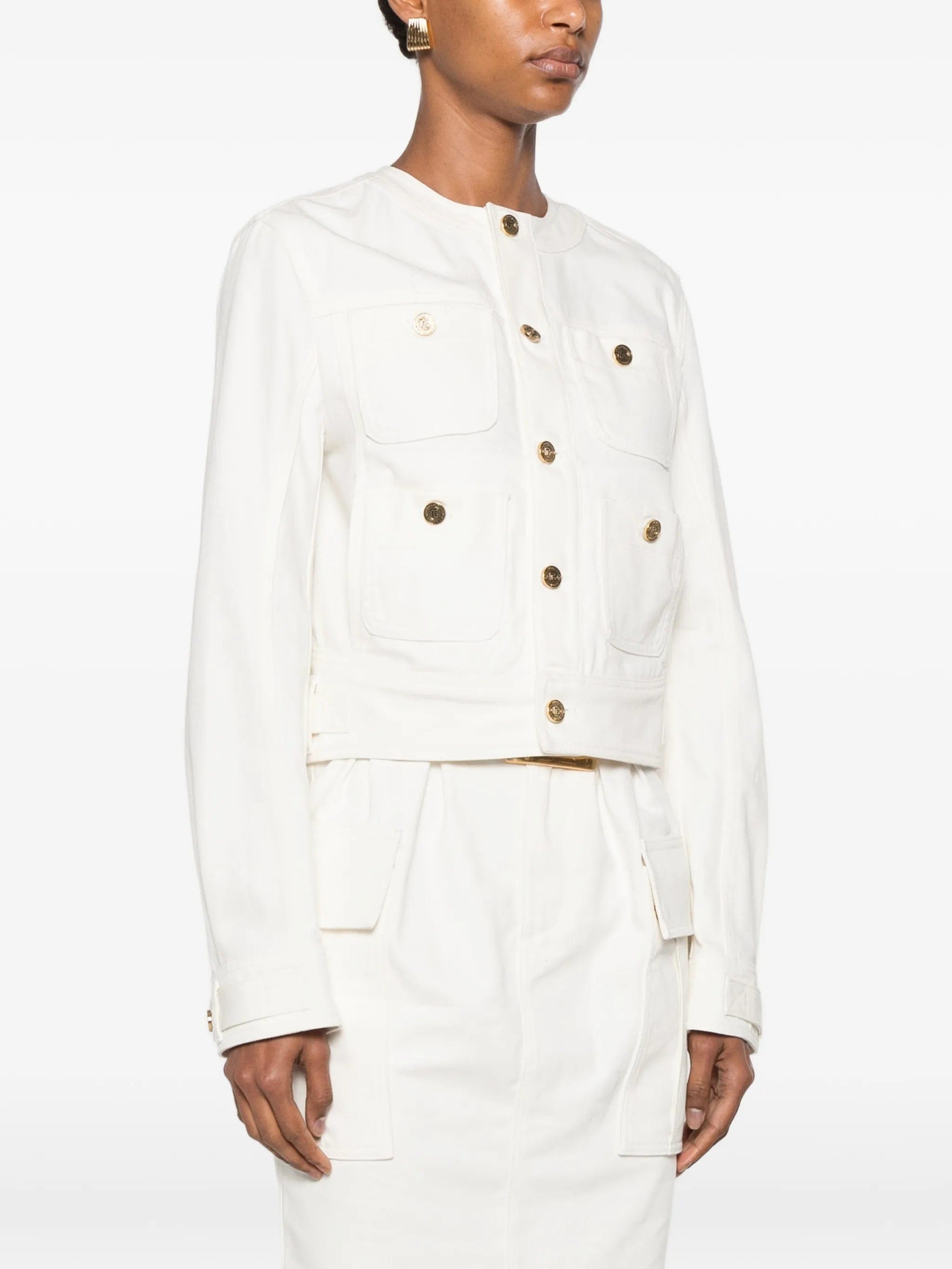Balmain patch - pocket denim jacket