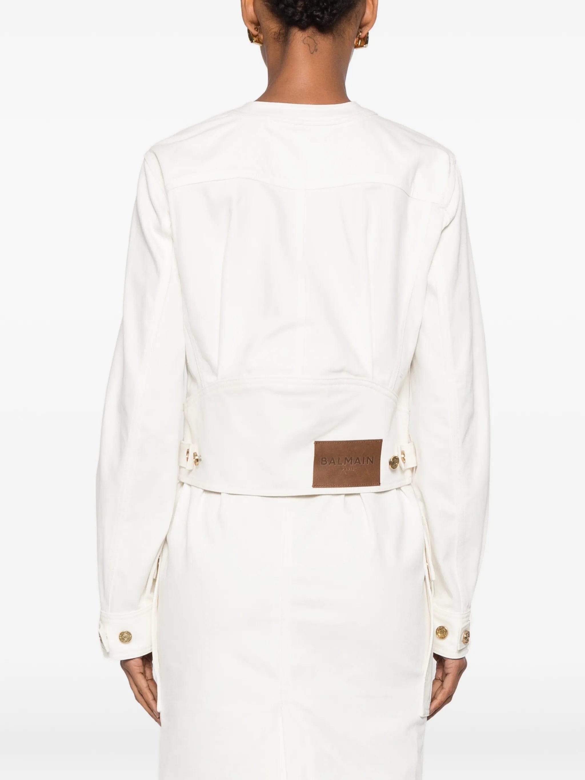 Balmain patch - pocket denim jacket
