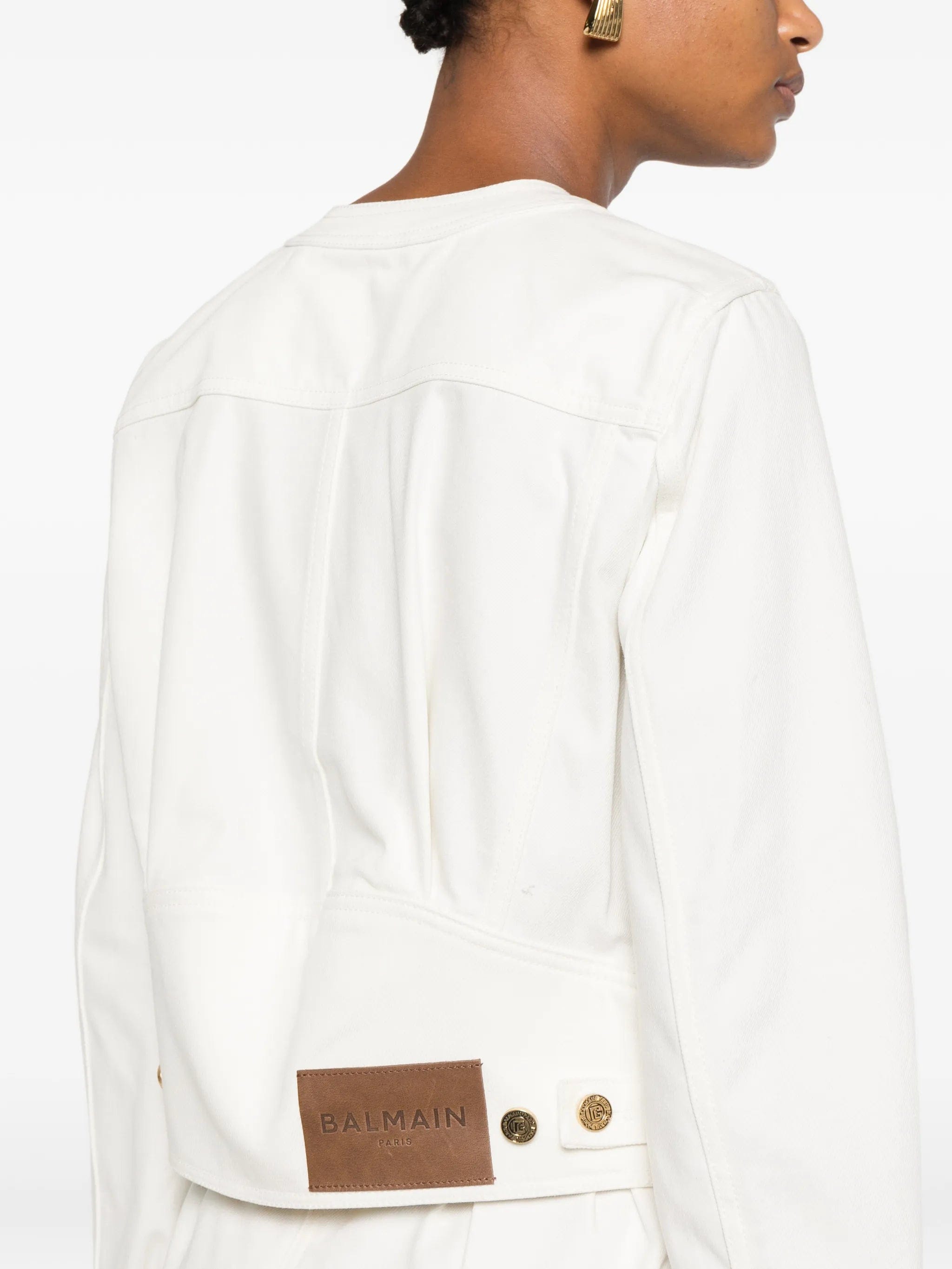 Balmain patch - pocket denim jacket