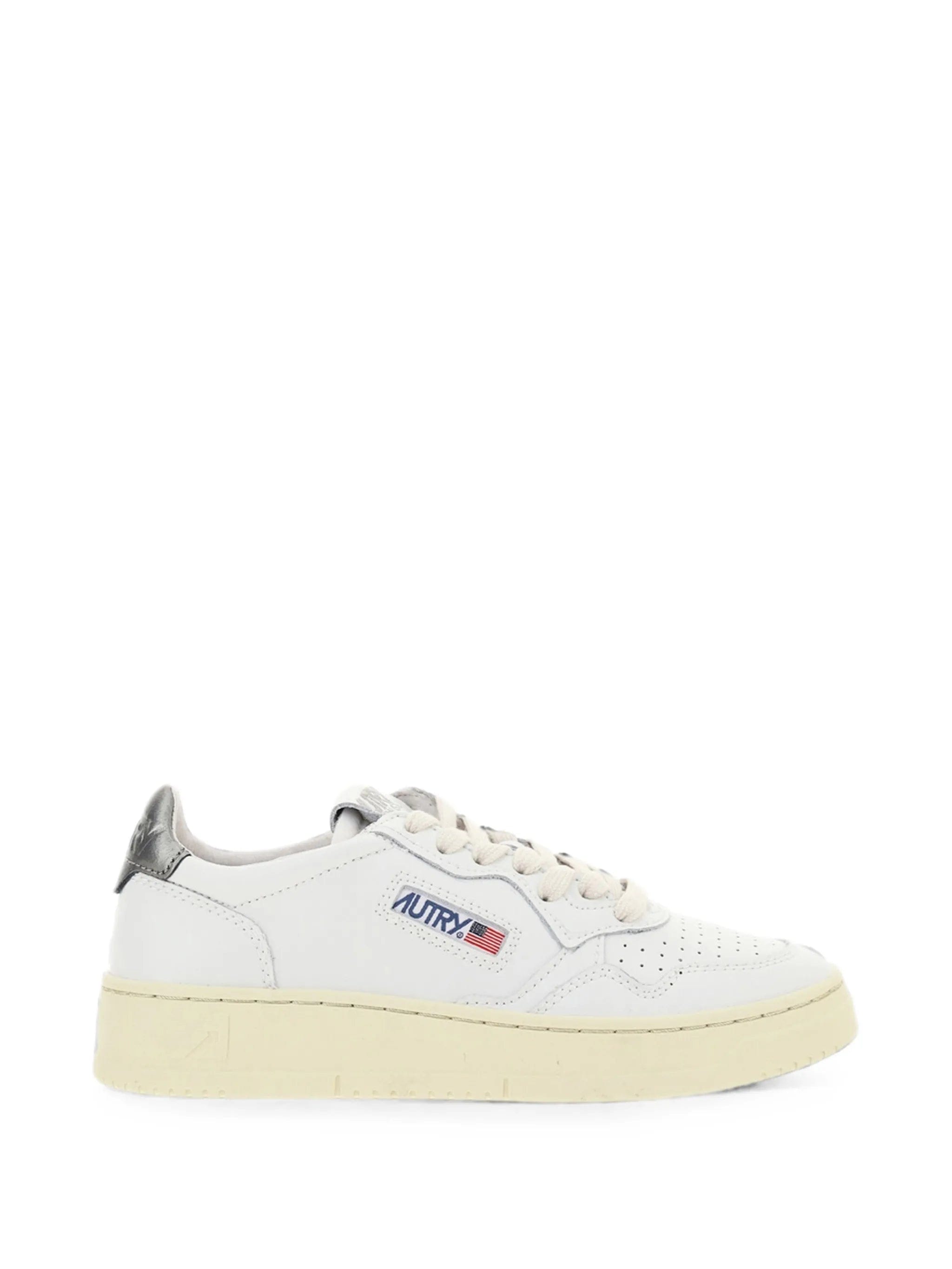 Autry Medalist low sneakers in white and silver leather