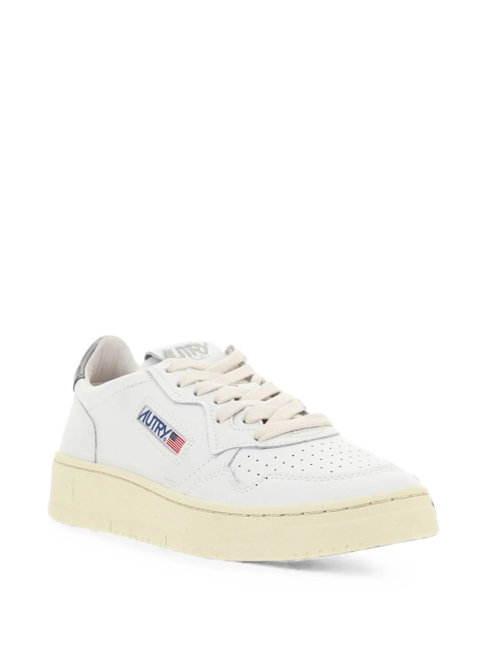 Autry Medalist low sneakers in white and silver leather