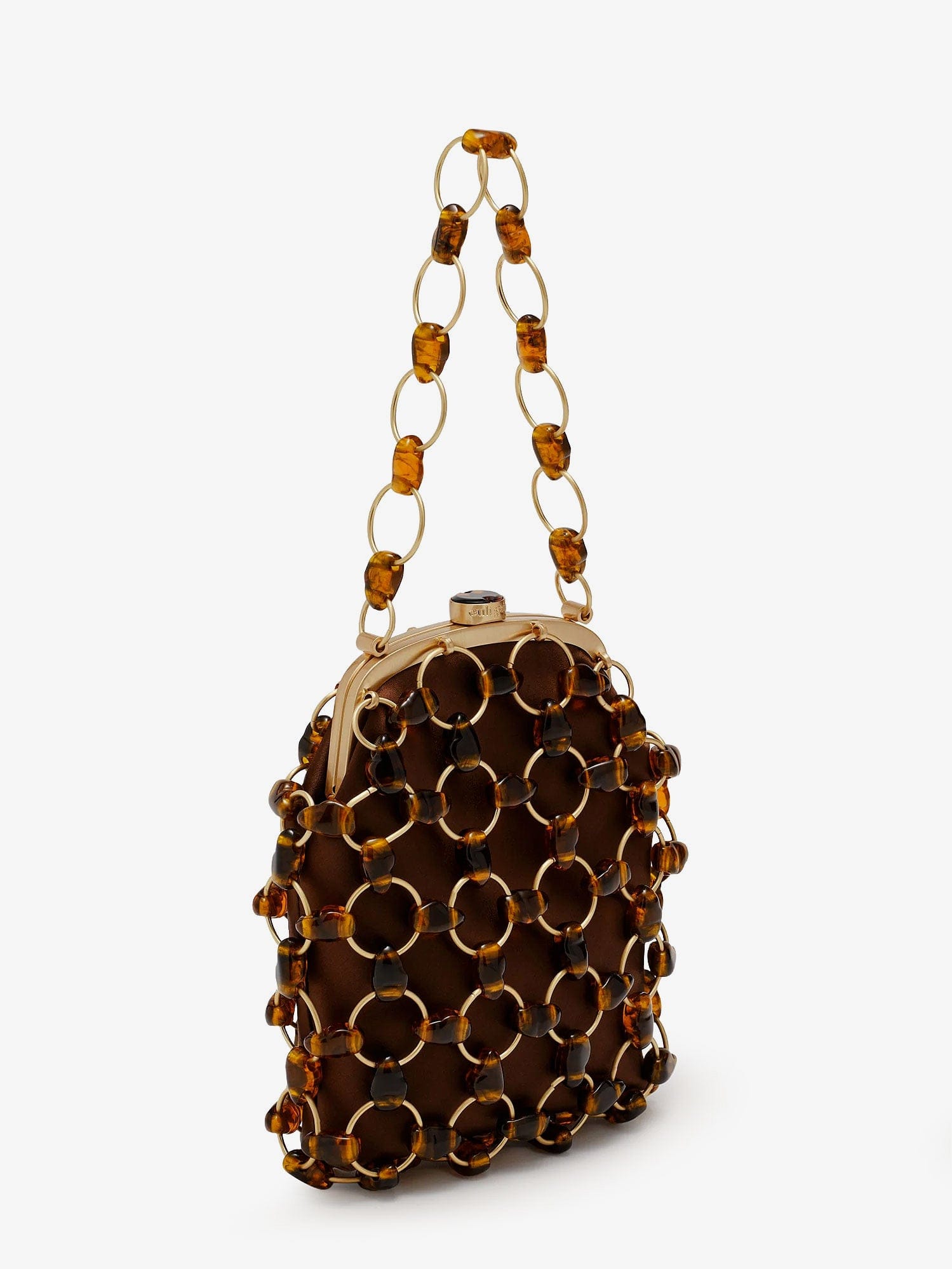 CULT GAIA Brielle Wristlet leather handbag with all - over pearl detail