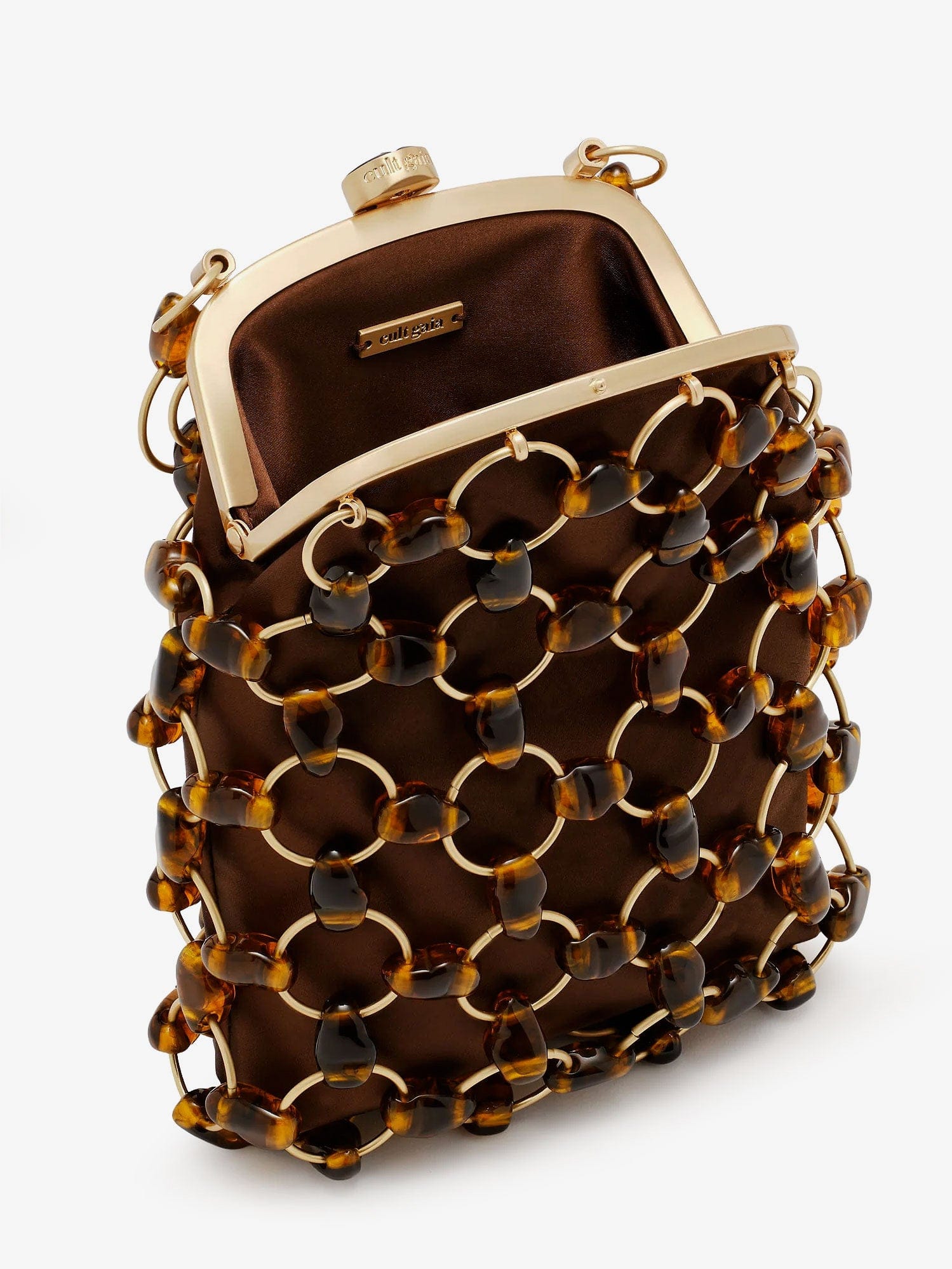 CULT GAIA Brielle Wristlet leather handbag with all - over pearl detail