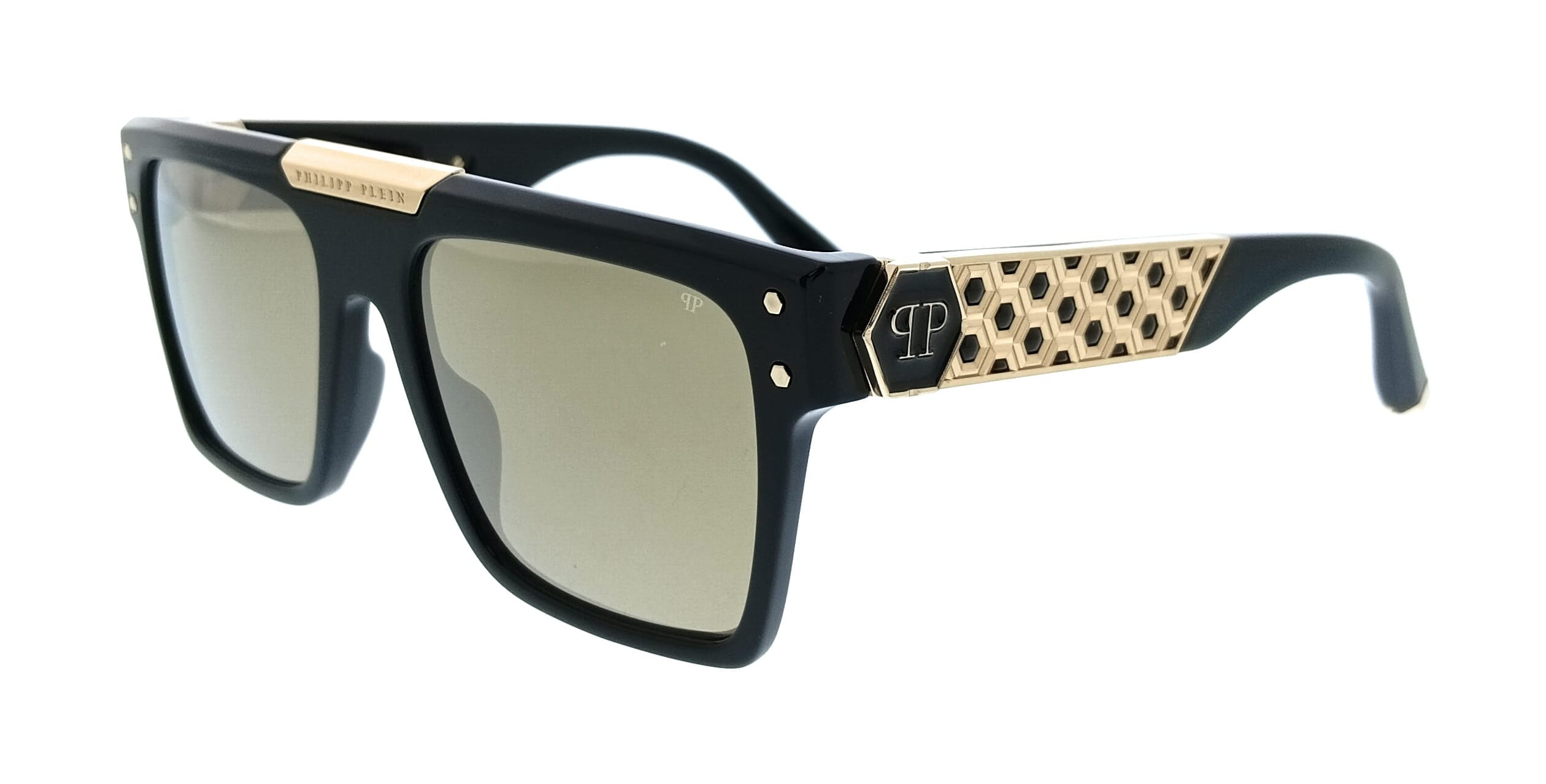 Philipp Plein SPP080 55700 g Shiny Black Square Unisex Sunglasses
