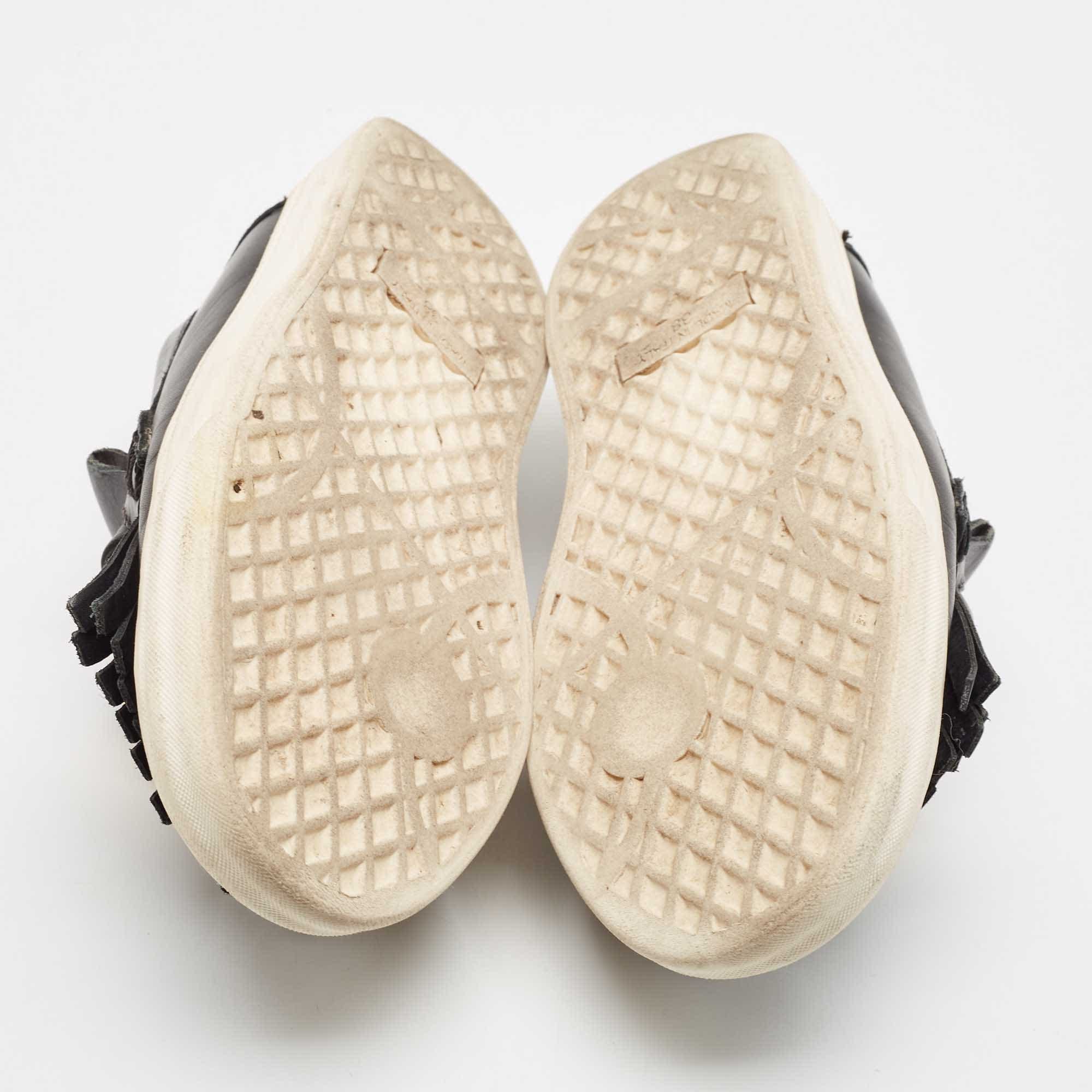 Giuseppe Zanotti Black Fringed Leather Slip On Sneakers